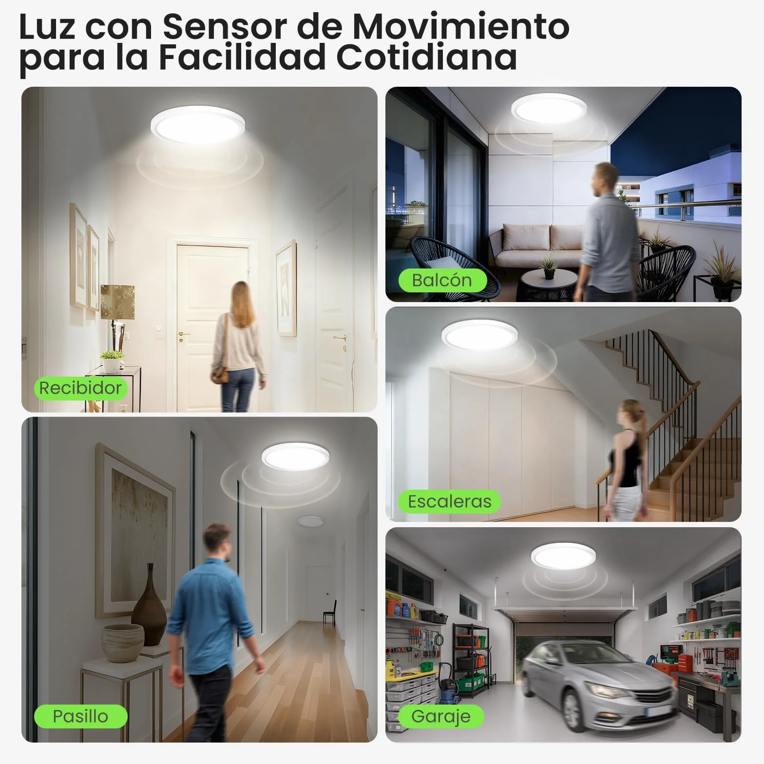 ALUSSO Plafon LED con Sensor de Movimiento Radar 18W 1600LM 3000K/4000K/6500K IP44 22cm