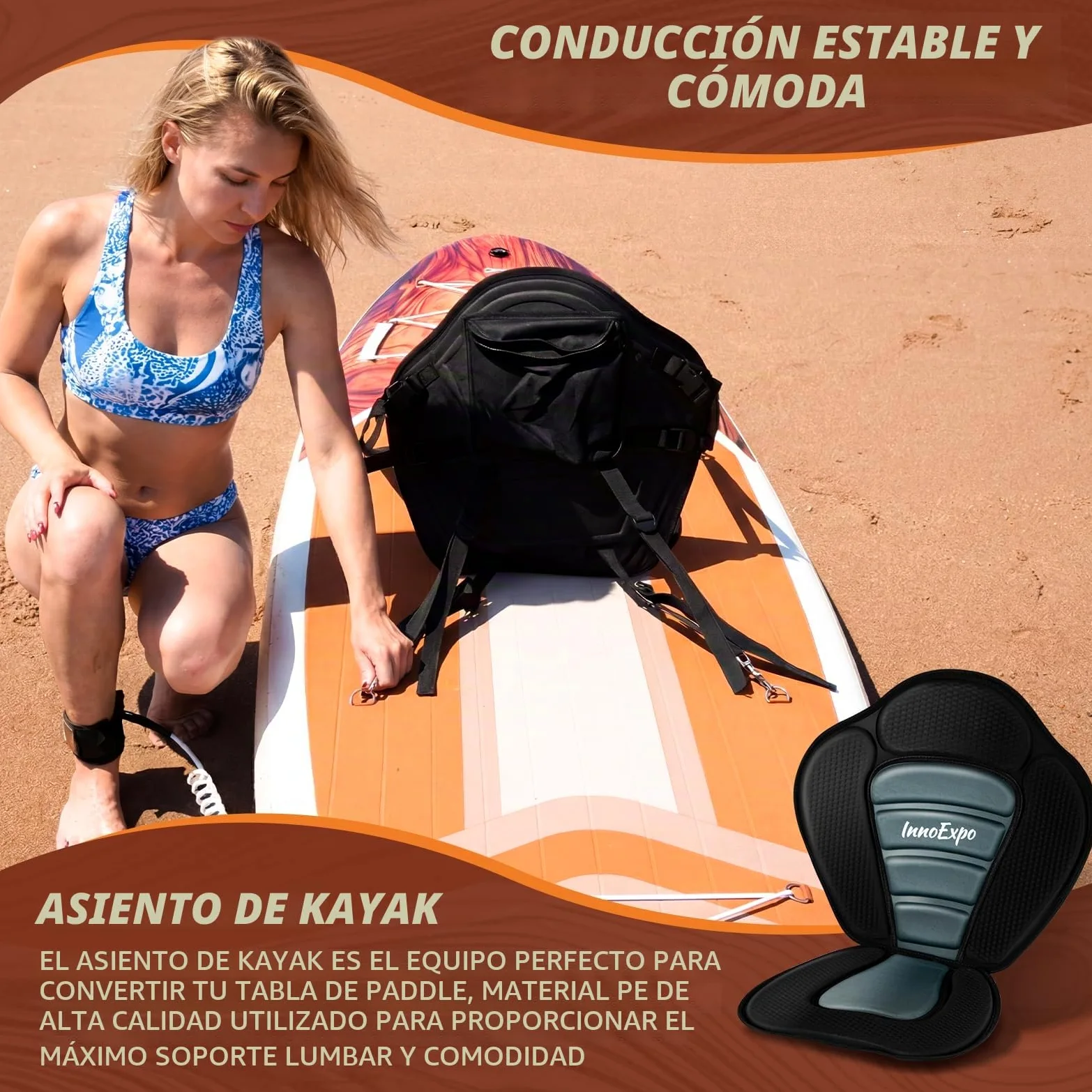 InnoExpo Tablas de remo inflables de 11 pies con accesorios de primera calidad, diseño de tabla de remo SUP ancha y estable, cubierta antideslizante y cómoda para jóvenes y adultos