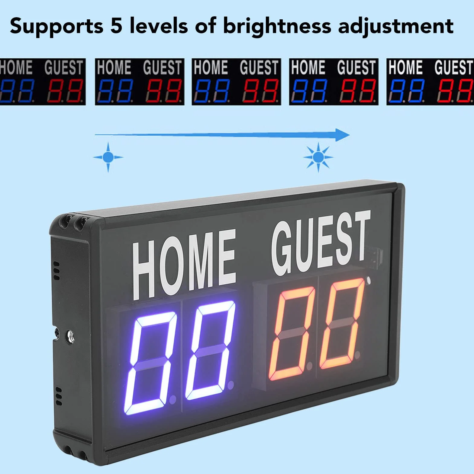 Marcador Electrónico Digital LED Portátil con Brillo Ajustable y Control Remoto para Baloncesto, Béisbol, Fútbol, Tenis