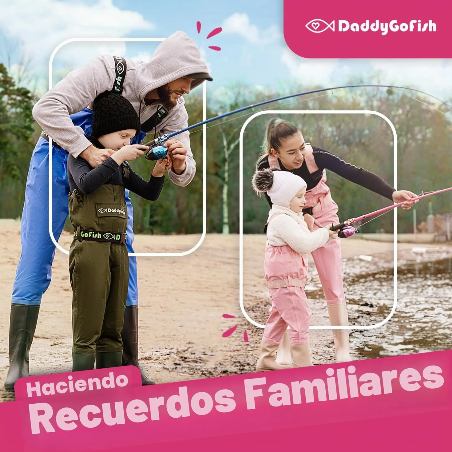 Daddy Go Fish Niños Caña de Pescar telescópica Spincast Combo Silla Plegable Soporte de Varilla Caja de Aparejos Red de Cebo Bolsa de Transporte Niños Niñas