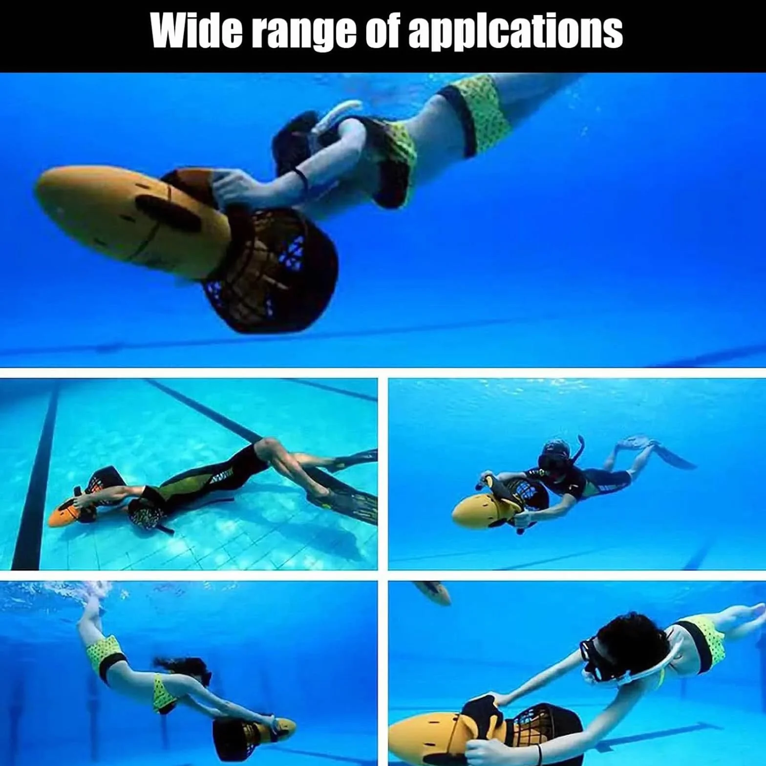 Scooter Submarino para el Mar, Potenciadores de Natación para Buceo, Potenciador de Scooter Submarino para Deportes Acuáticos, Piscina, Buceo y Esnórquel,2battery-500W