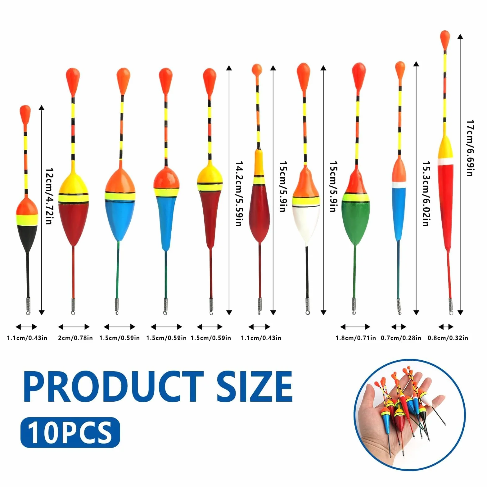 Set de Boyas de Pesca de Madera Ligera para Trucha y Pesca en el Mar, Incluye Flotadores de 1g y 3g, Colores Vivos y Duraderos, Apto para Todo Tipo de Pesca