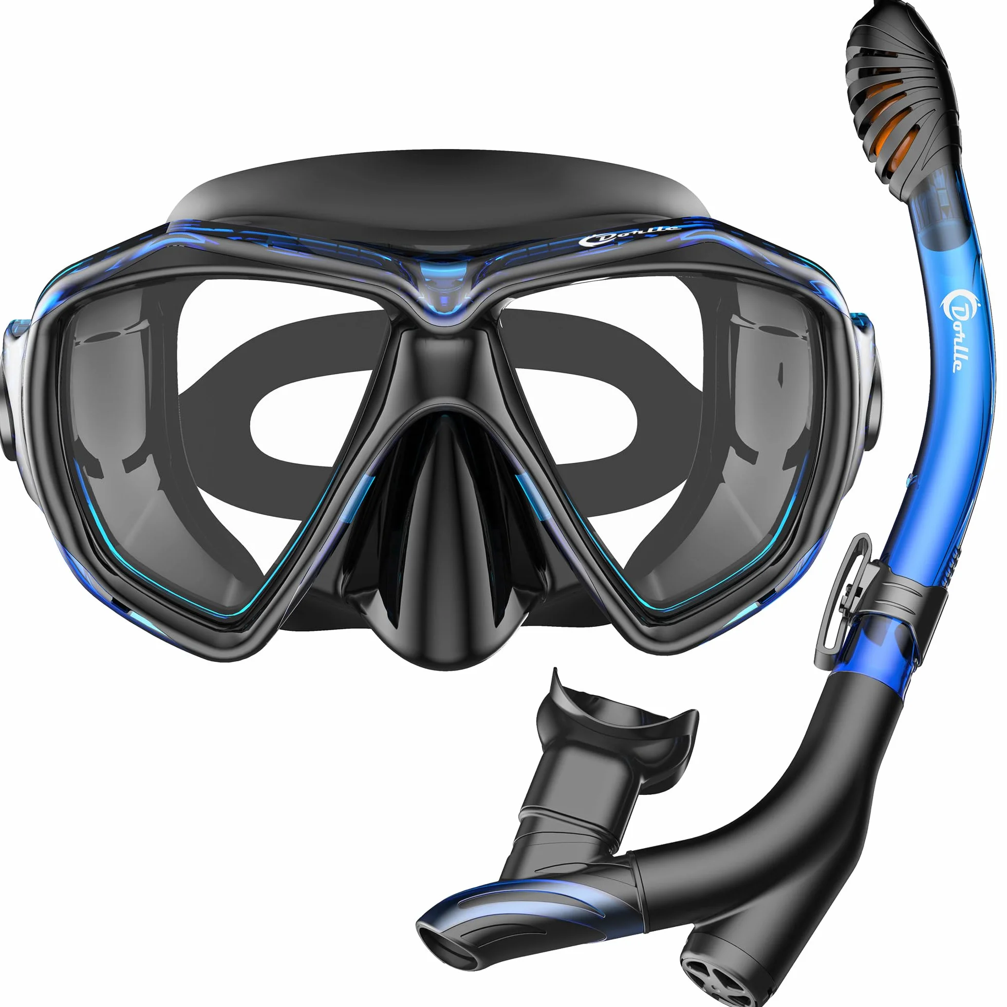 Dorlle Gafas de Buceo Adulto, Mascara Buceo Impermeable está Hecha de Vidrio Endurecido, Antivaho y a Prueba de Fugas, Máscara Snorkel con un Tubo de Respiración Seco 3 Canales para Mujeres Y Hombres