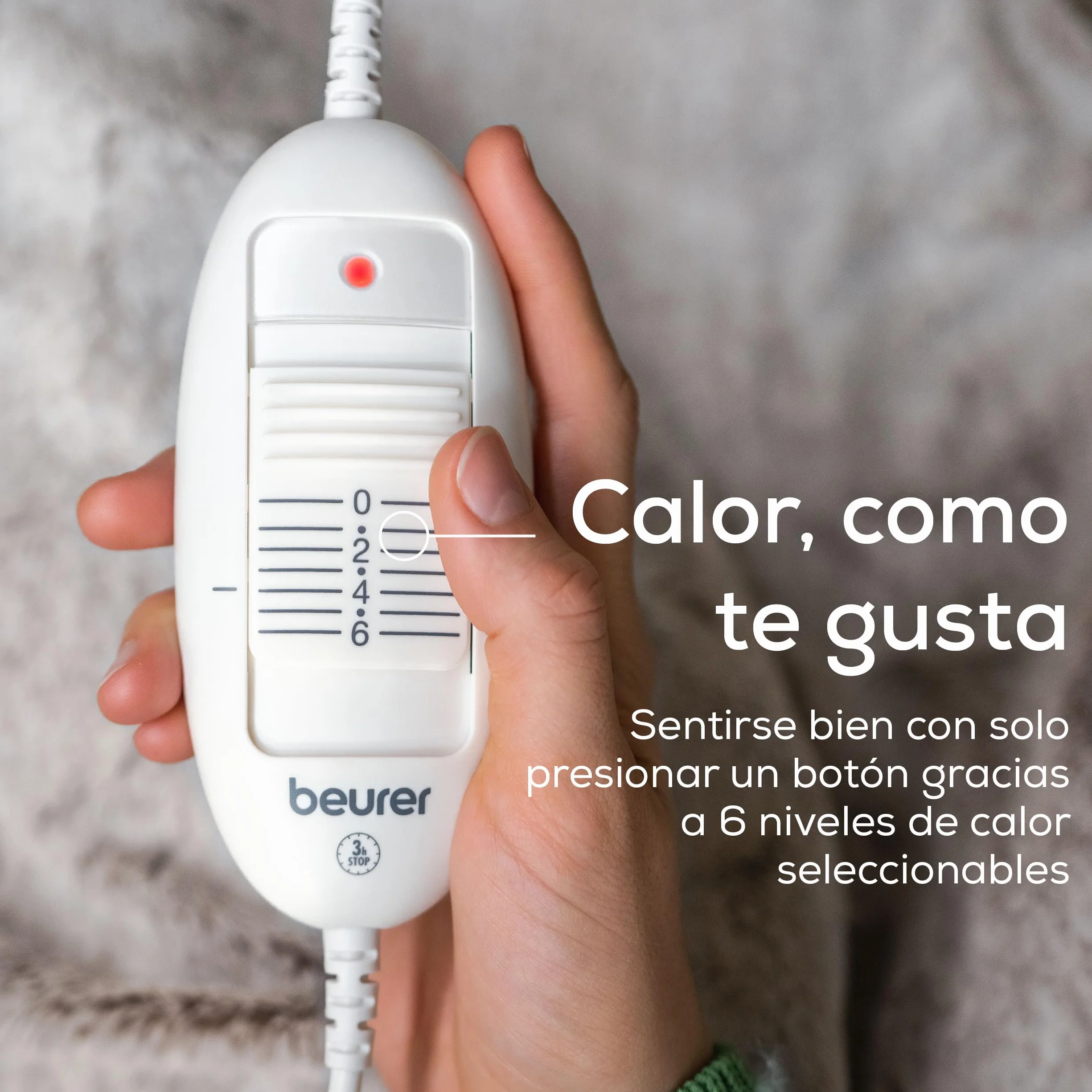 Beurer HD 75 Nordic manta eléctrica, manta térmica suave con aspecto de piel sintética, 6 niveles de temperatura, lavable a máquina (30 °C), desconexión automática. Color beige/marrón, 180×130 cm