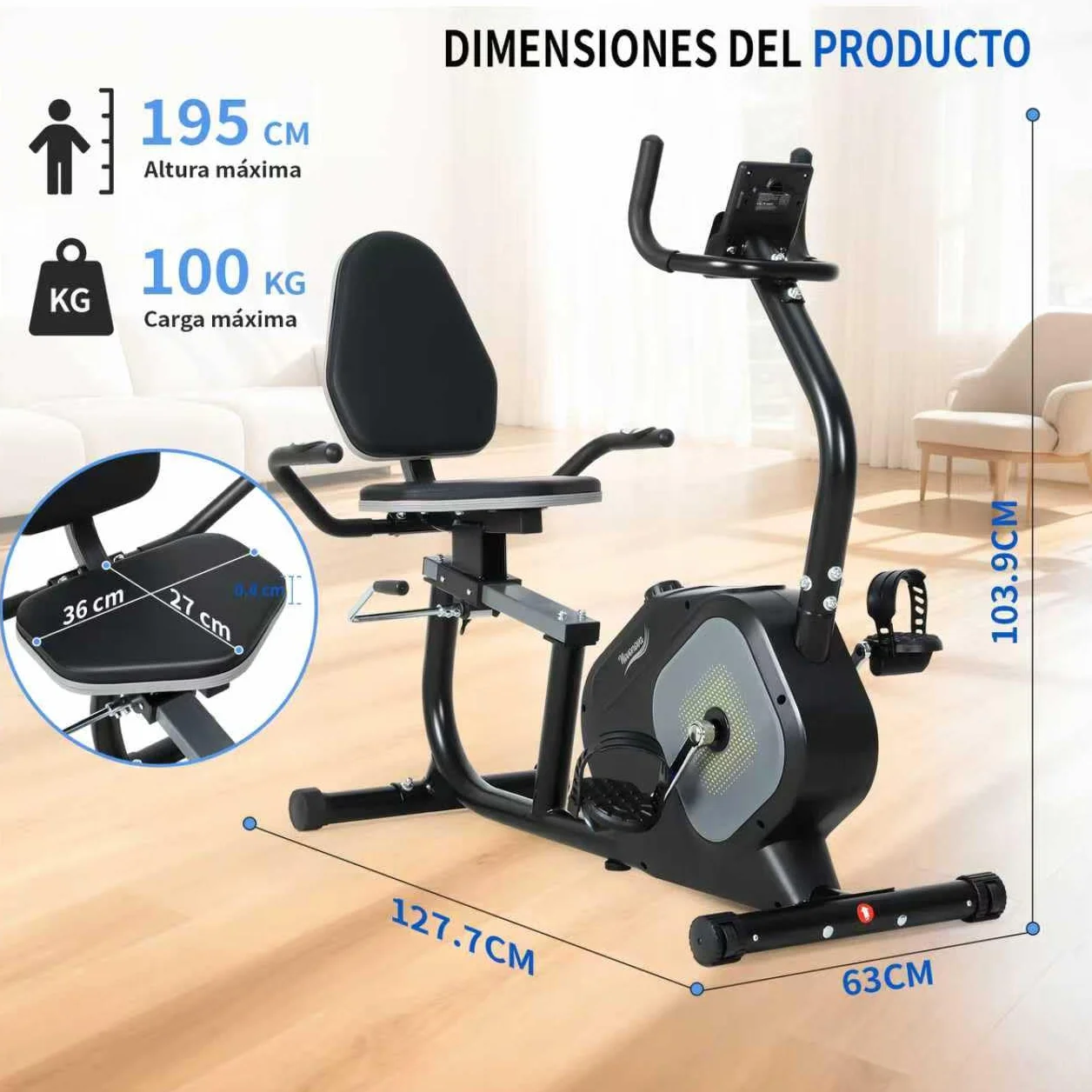 Bicicletas Estaticas Rehabilitacion, Bicicleta Estatica con Respaldo con 16 Niveles de Resistencia, Sensor de Pulso,Bici Estatica con Pedaleo silencioso,Ruedas de Transporte Exercise Bike