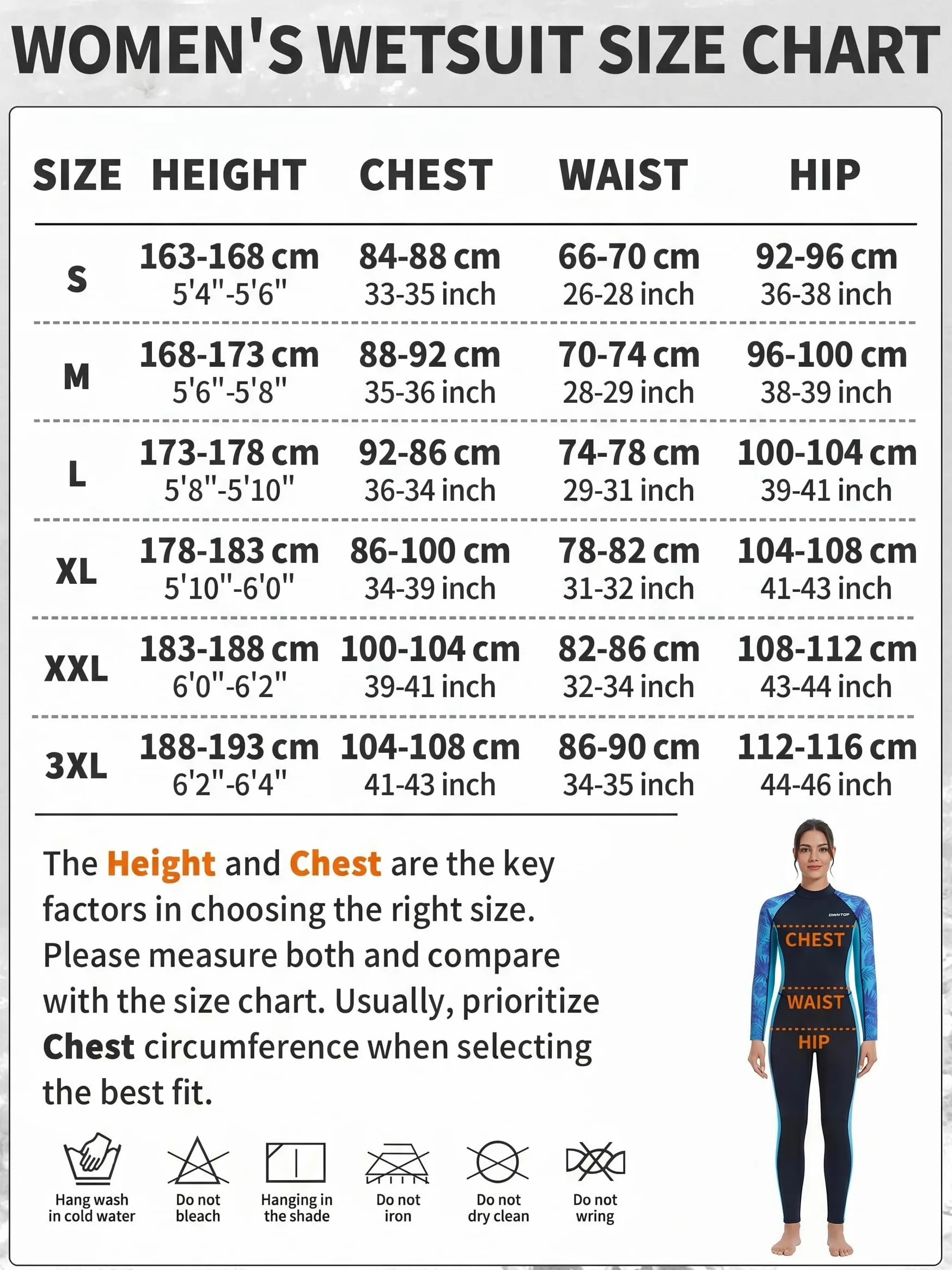 Owntop Traje de neopreno de 3/2 mm para mujer, traje de buceo de cuerpo completo, cremallera trasera, manga larga, trajes húmedos para buceo, surf, esnórquel, térmico para agua fría con protección UV