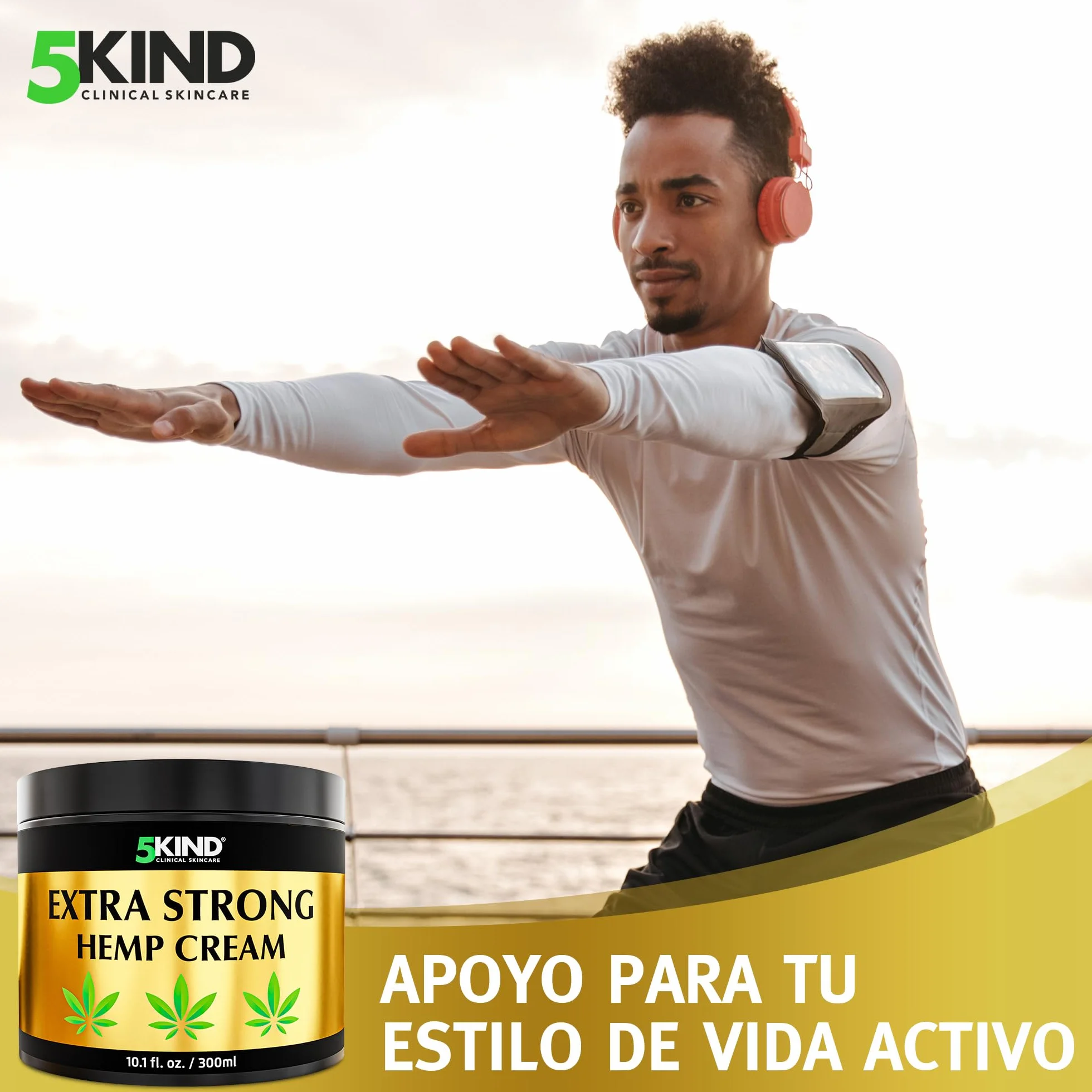 5kind Crema de cáñamo extra fuerte 300 ml - Crema de aceite de cañamo y árnica - Rica en extractos naturales