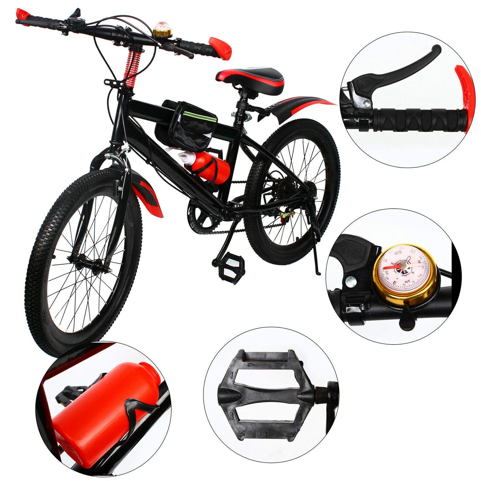 Bicicleta de montaña para niños de 20 pulgadas, 6 velocidades, para adultos, altura regulable, unisex, hasta 85 kg