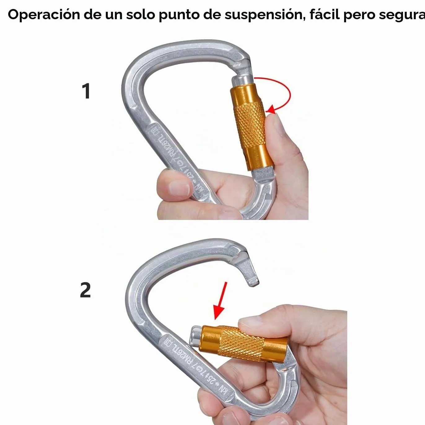 Mosquetones de Bloqueo, Mosquetones de Escalada Gancho Mosquetón de Trabajo Pesado con Tapón de Rosca para Camping, Hamacas, Columpio, Llavero