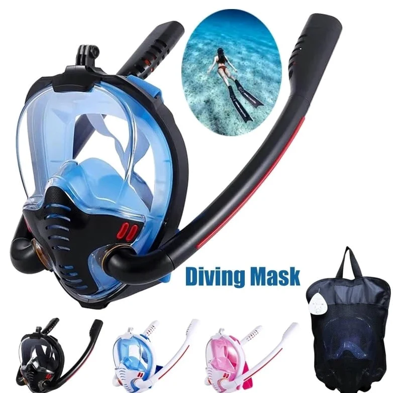 Máscara de snorkel panorámica Máscara de snorkel ajustable Máscara de buceo for snorkel for adultos Máscara de buceo con respiración libre Máscara de snorkel UV Antivaho Transpirable Visión clara Equi