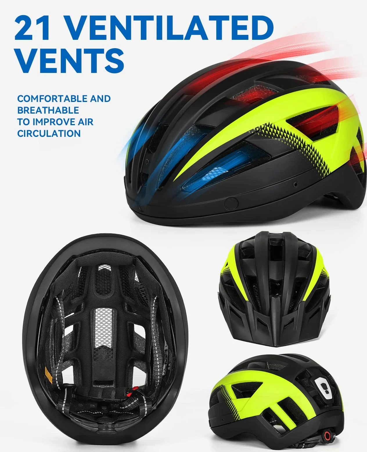 Casco Bicicleta para Ciclismo de Montaña Casco MTB Adulto con Visera y Gafas Desmontables Casco Ciclismo para Hombre Mujer de Tamaño 57-62cm
