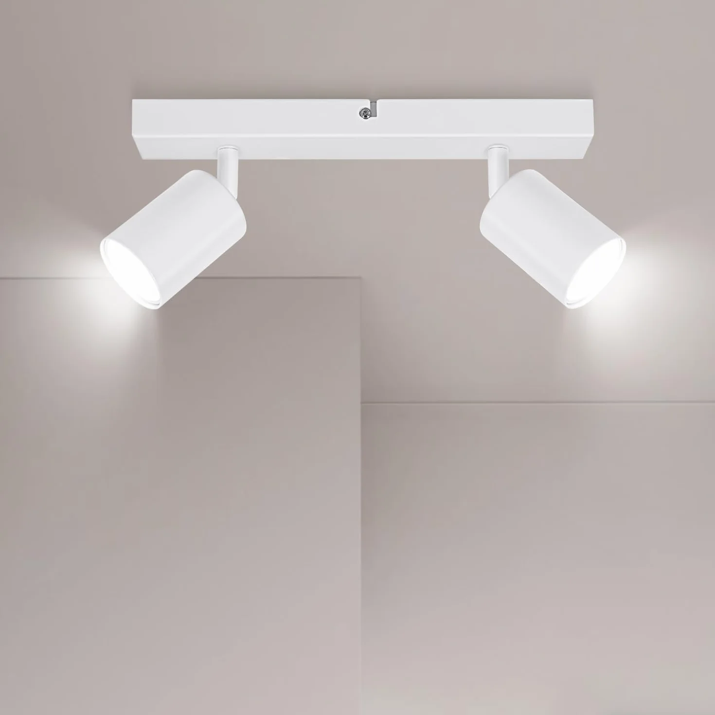 Ketom GU10 Lámpara de Techo 2 Focos Orientables, Blanco, Moderna, para Salón, Dormitorio, Cocina