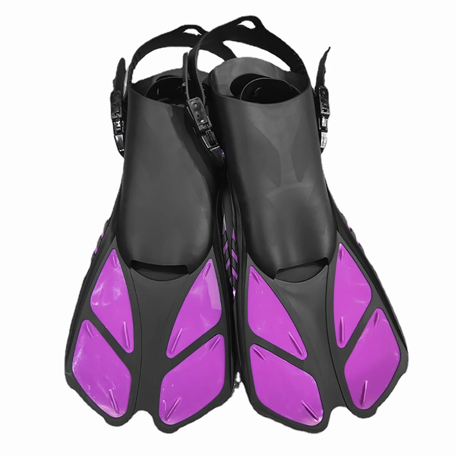Aletas cortas de buceo de tamaño de viaje, aletas de natación ajustables con talón abierto, aletas cortas de natación para adultos, hombres y mujeres