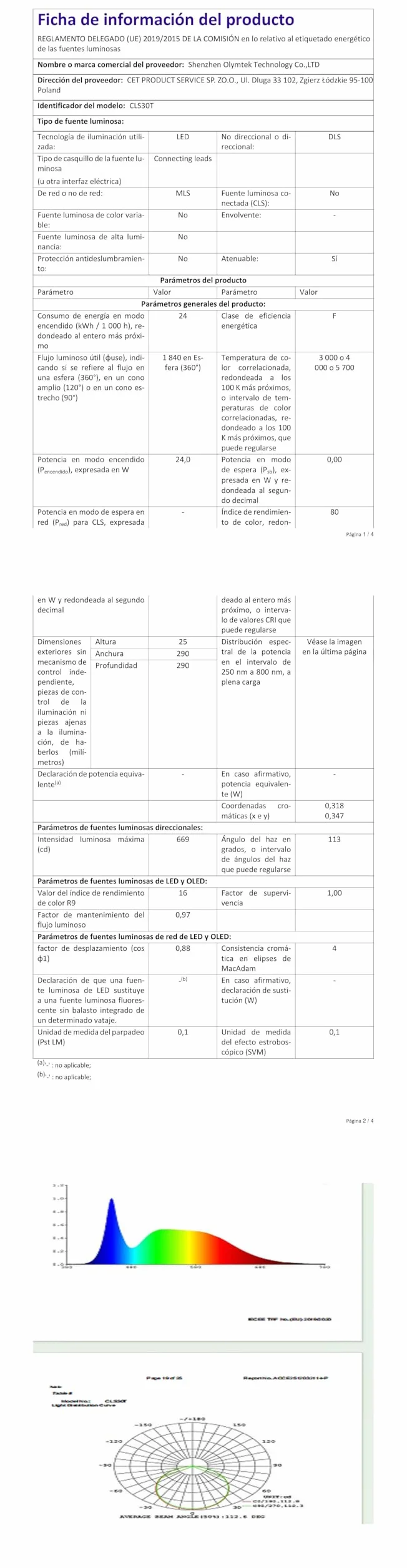 Slochi Lampara Techo LED 24W 2800LM Regulable 3000K-6500K Panel Plano Redondo Blanco