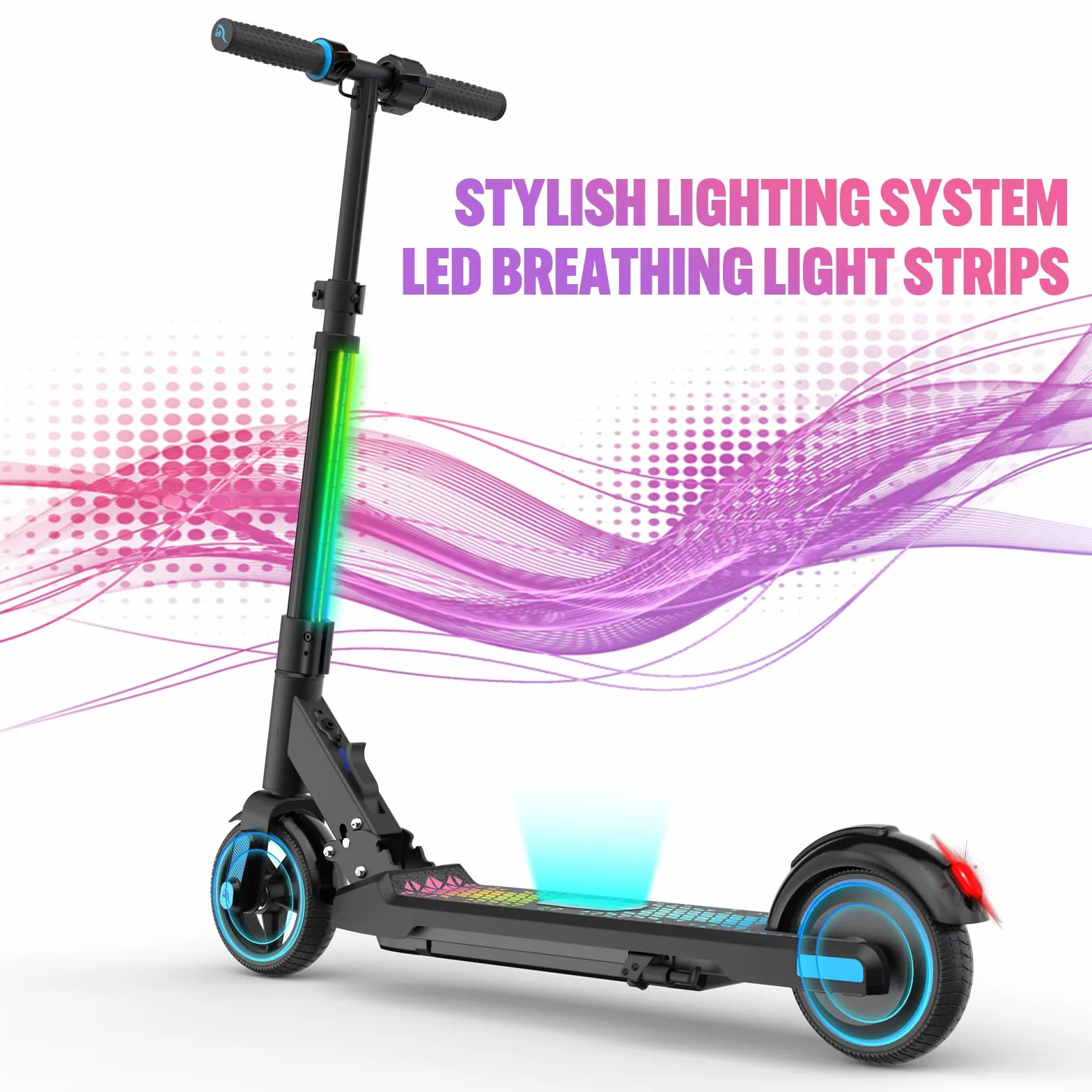 EVERCROSS EV06C Patinete Eléctrico, 6,5'' Patinete Eléctrico Plegable Niños 6 a 12 Años, hasta 15 KM/H & 8 KM, Pantalla LED, Luces LED Coloridas, Patinete niños Liviano E Patinete
