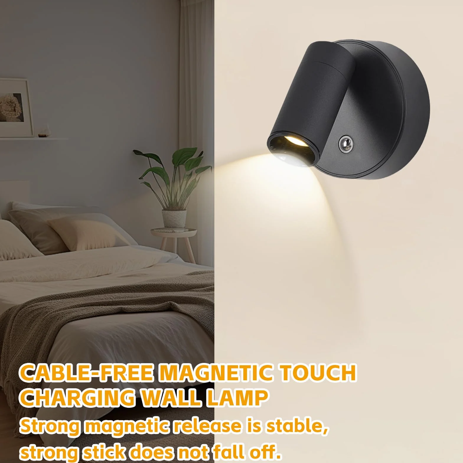 Foco LED con Mando a Distancia, Lámpara de Pared Recargable USB, 3 Temperaturas de Color, Regulable, Inalámbrica, Temporización, para Plantas