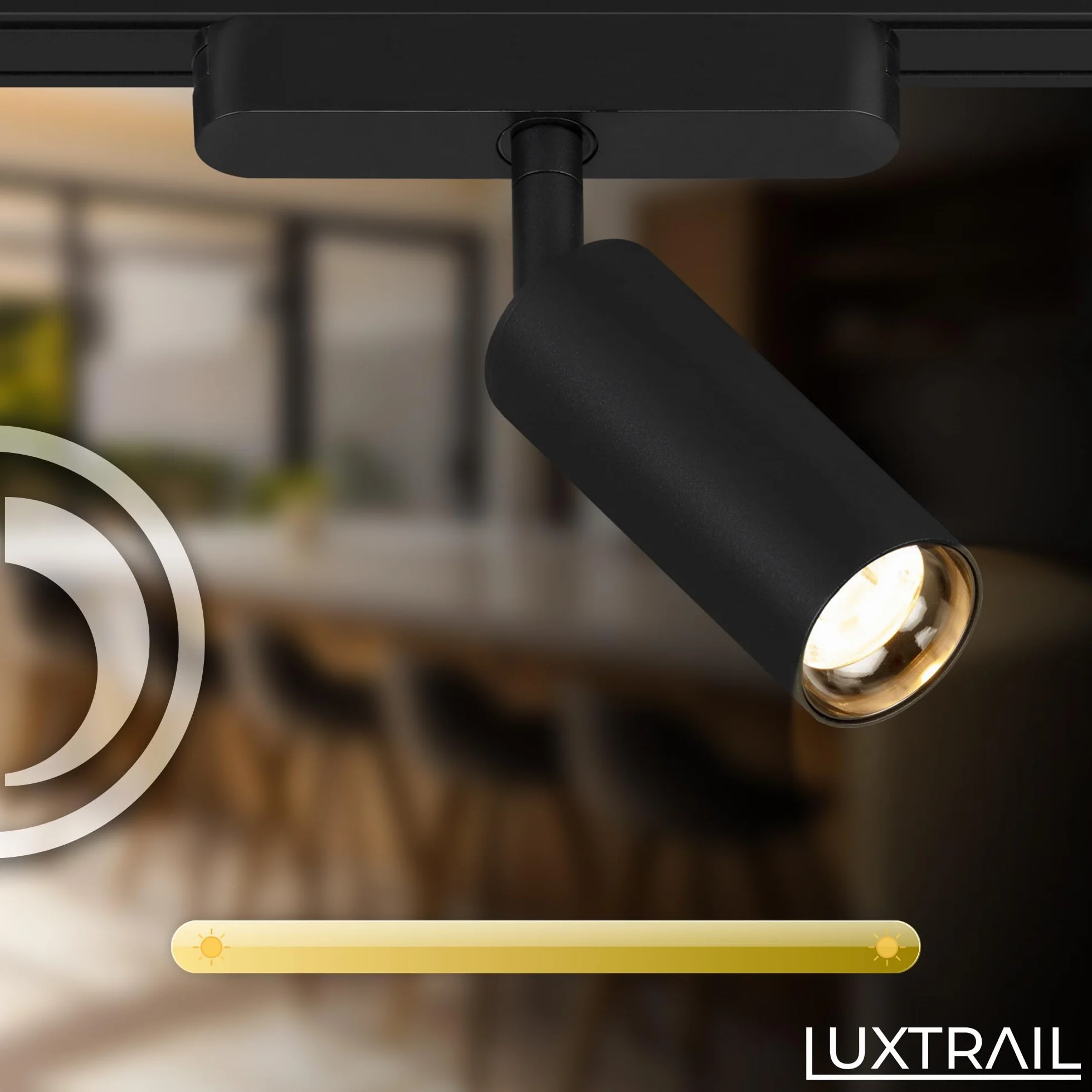 BRILONER Luxtrail Sistema de carriles set de prolongación 2x LED spots extensible orientable 1m negro