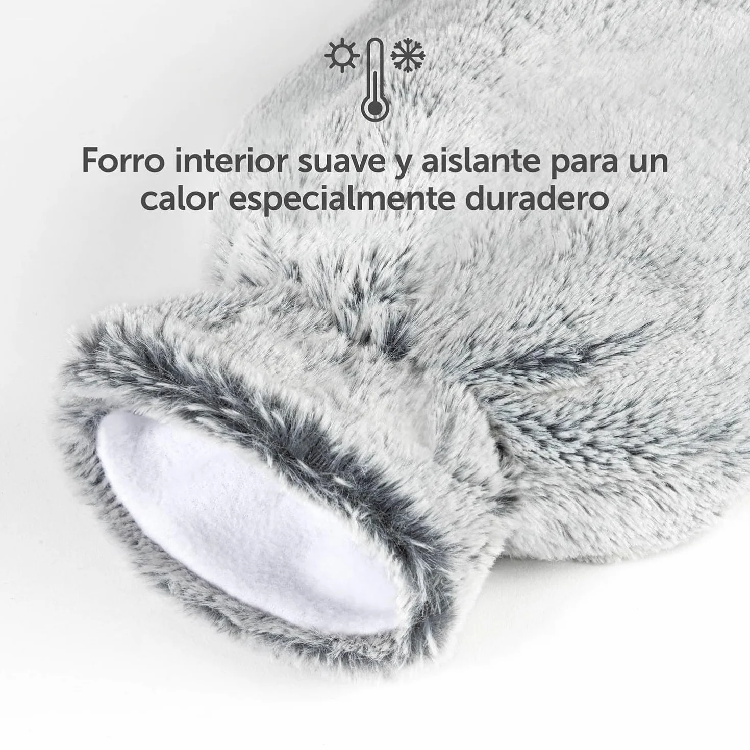 Blumtal Bolsa de agua caliente 1,5 l caucho natural con funda de piel sintética
