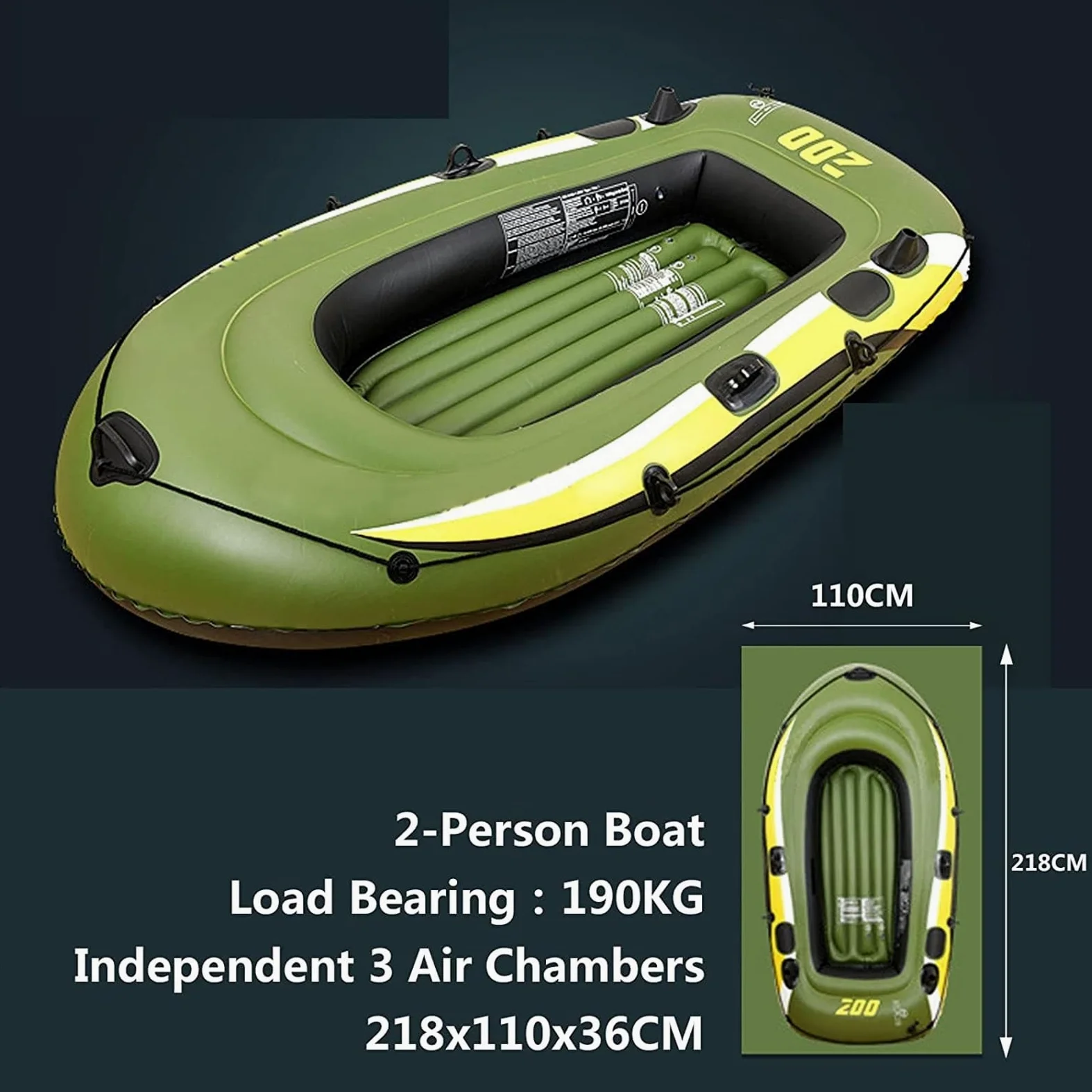 ELzEy Kayak, Kayak Inflable, Bote Inflable Portátil, Bote Inflable Plegable De PVC Grueso con Paleta De Bomba De Aire, 252 Cm X 125 Cm X 40 Cm