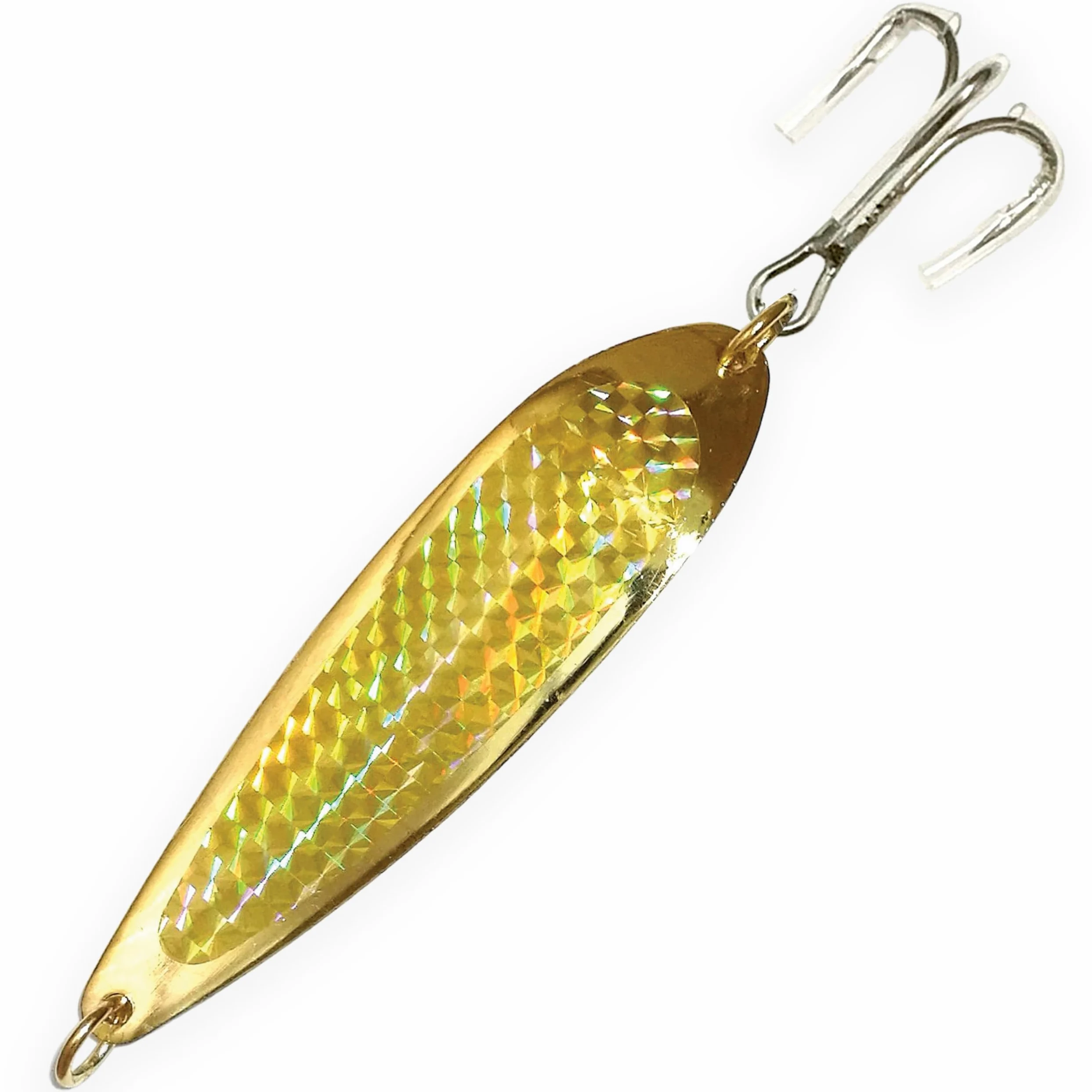 Señuelos de pesca con cuchara de cocodrilo, 56.7 g, 6 unidades, color dorado | Pesca de agua salada y agua dulce, acabado cromado con anzuelos agudos Mustad, ideal para trucha, lubina, fletán