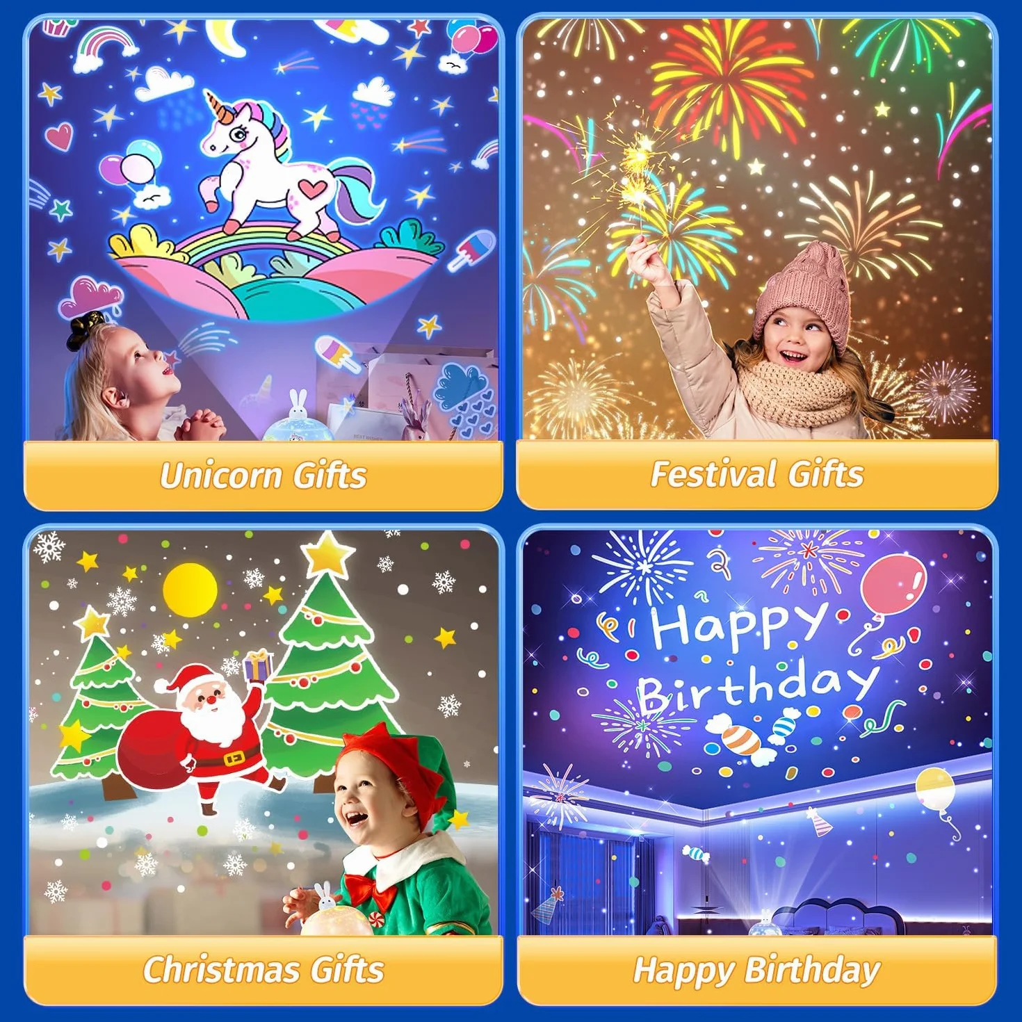 Proyector de Galaxias y Estrellas Real, 15 Temas & Música Bluetooth, Luz Nocturna Infantil, 360° Rotación, Juguete para Niños 1-5 años