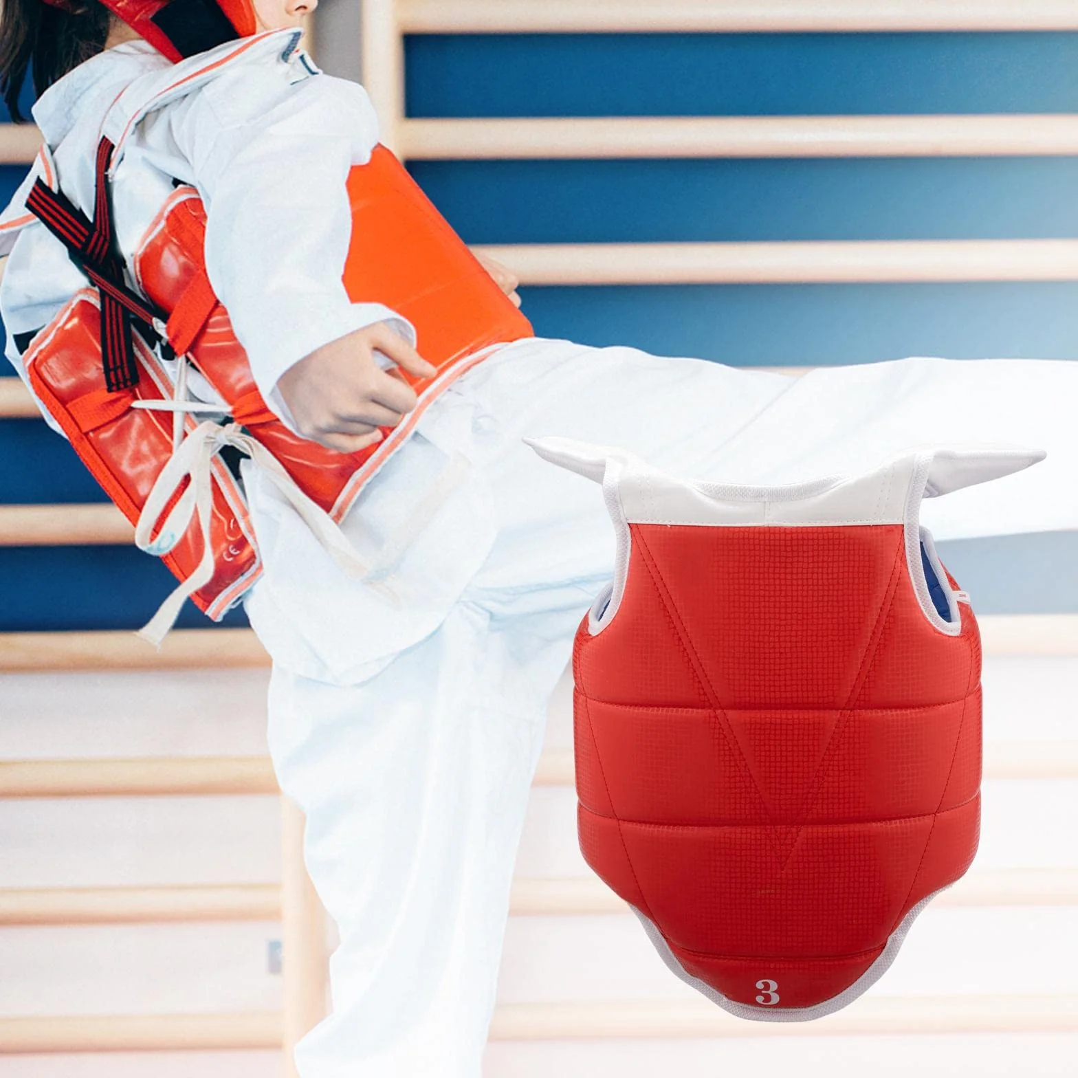 Rockible Karate Taekwondo Chest Protector Adjustable Rib Shield for Adults Kids Martial Arts Sanda