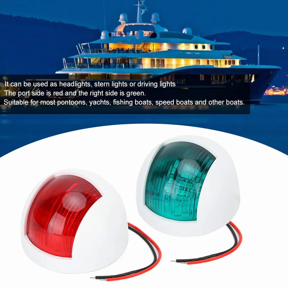 Luces de Navegación LED para Barcos Pareja de Faros de Señalización Rojo y Verde 12V Impermeables IP66 para Pontones Yates Lanchas y Embarcaciones Pequeñas