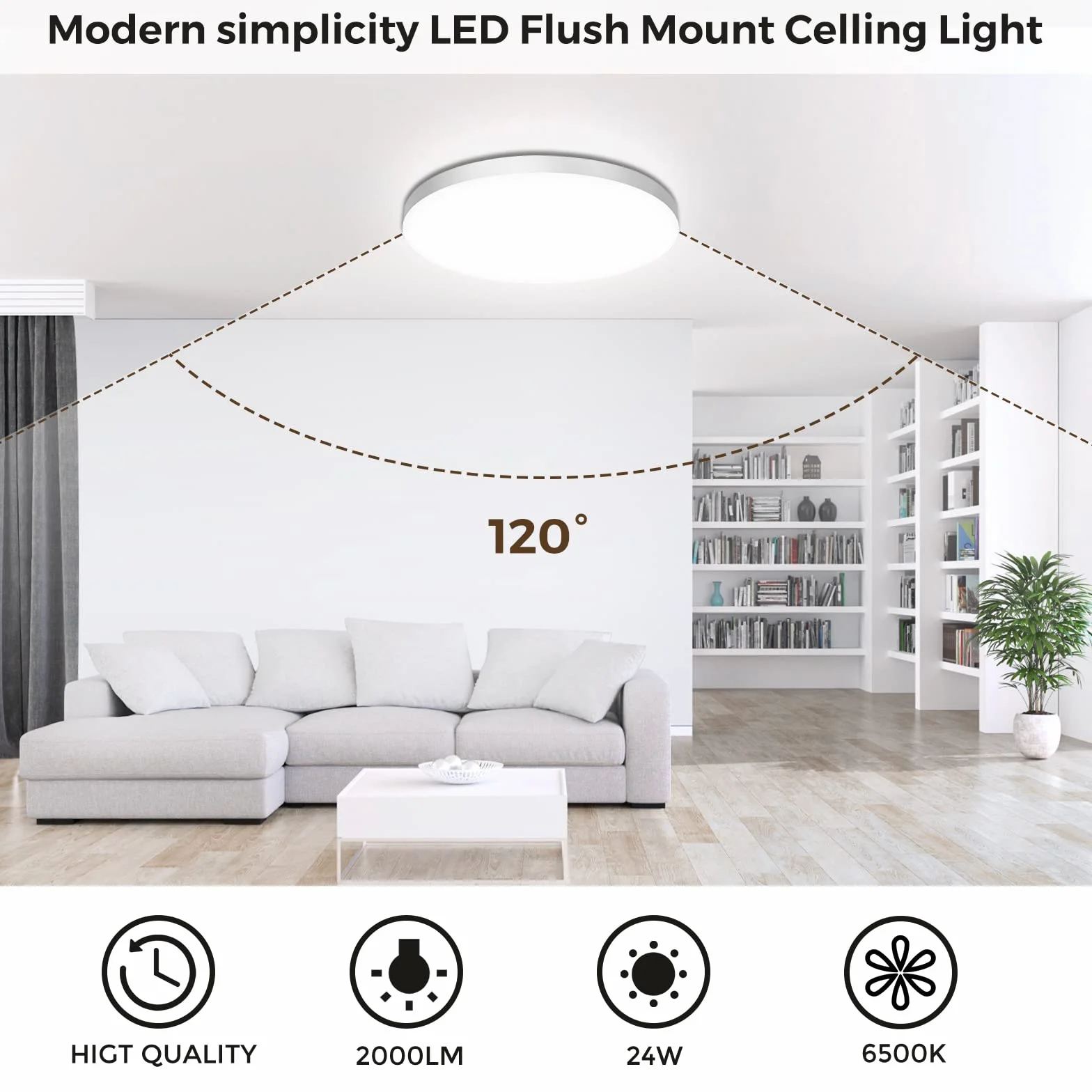 Plafon LED Techo 24W 2000LM 6500K IP44 Ø28cm Lampara Led Techo