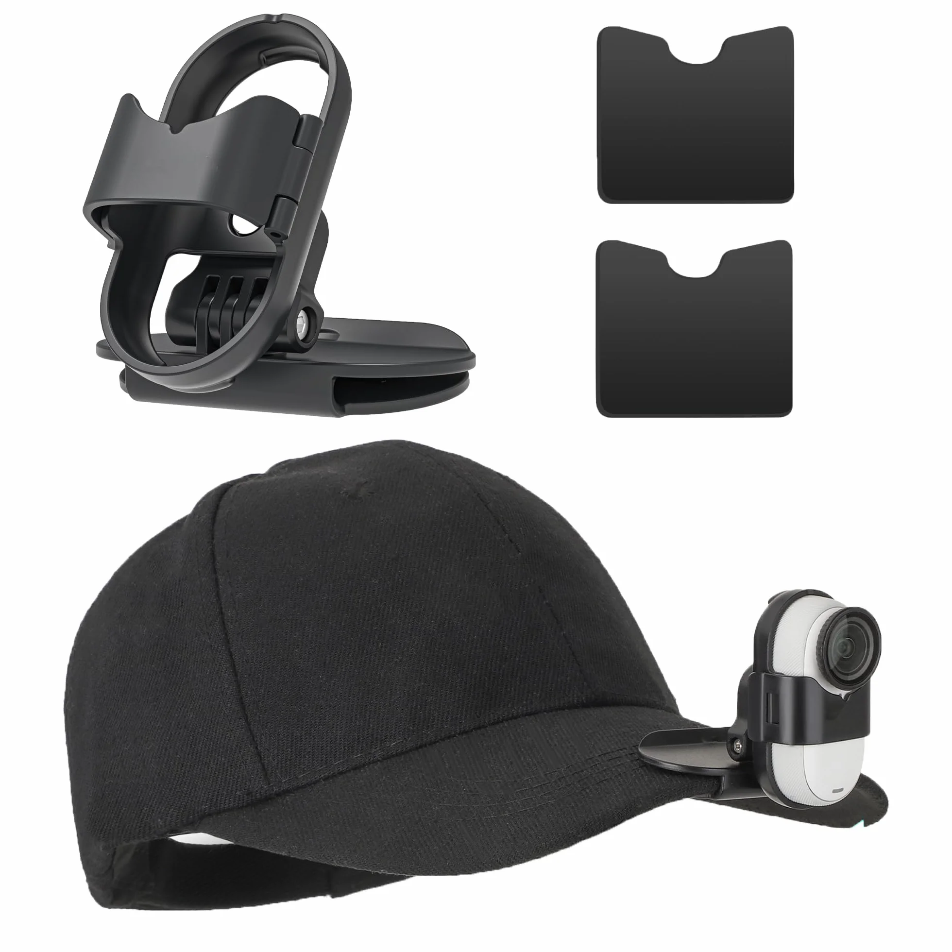 Soporte de clip para sombrero Insta360 Go 3S/Go 3 con dos cuñas de rotación de 360°, vista POV, fácil instalación para accesorio de cámara de acción
