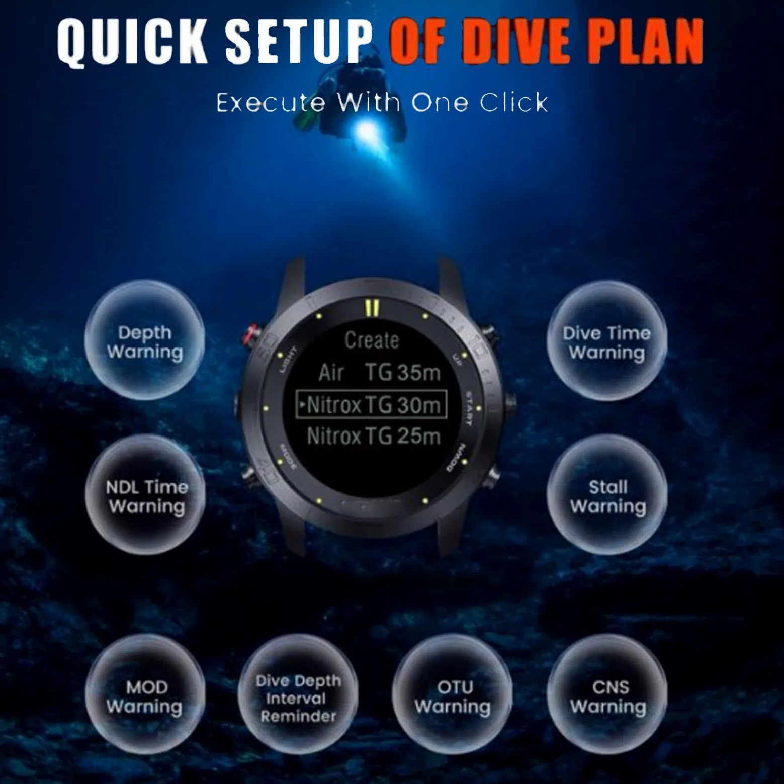 COMPUTADORA DE BUCHA, Monitor de profundidad con modo profesional, PULSERA DE BUCEO, Pantalla 1.18 Pulgadas, Resistente al agua hasta 100m, para snorkel, natación, apnea y buceo con aletas