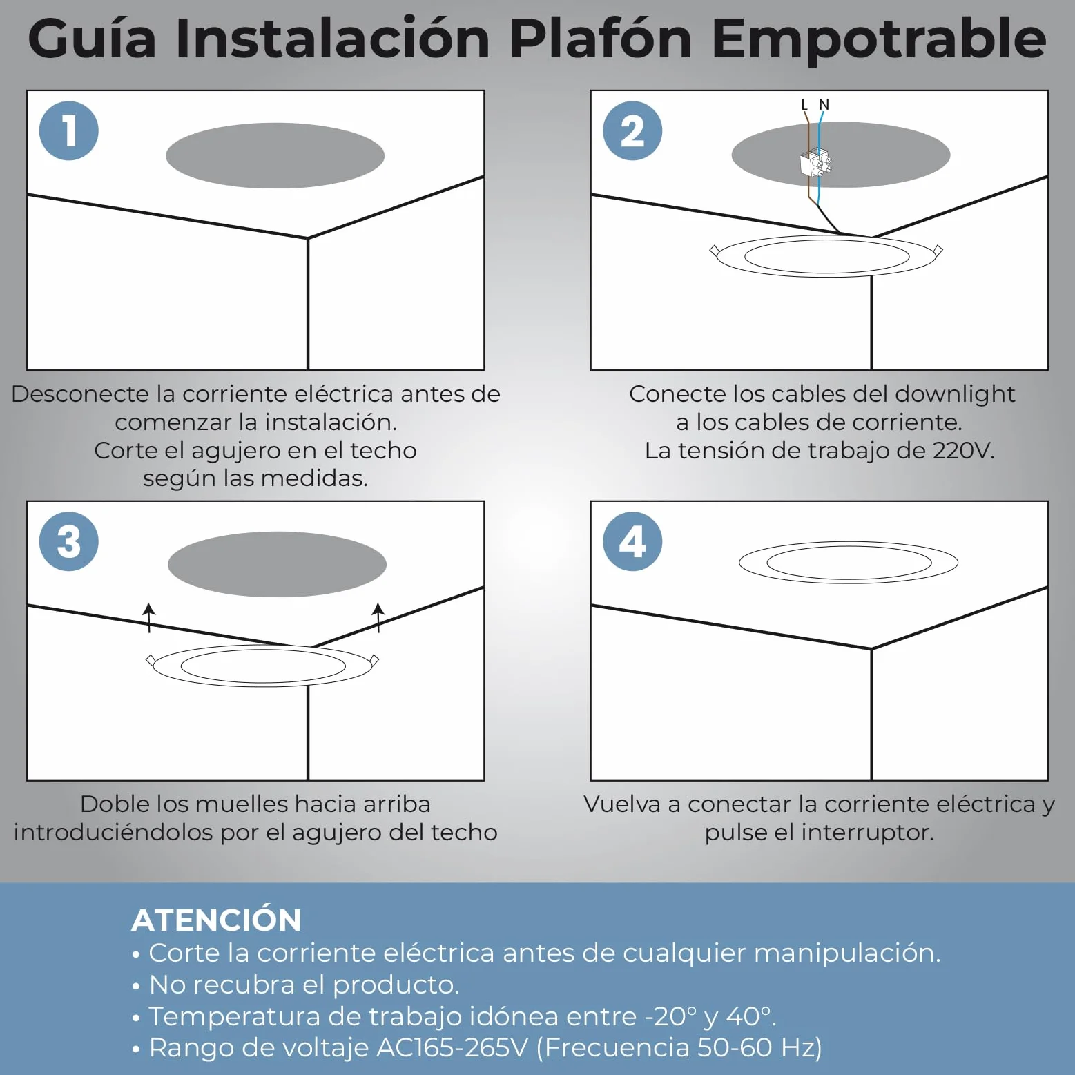 LED ATOMANT Downlight Panel Redondo 18W 6500K 1650lm 220mm Blanco Frio