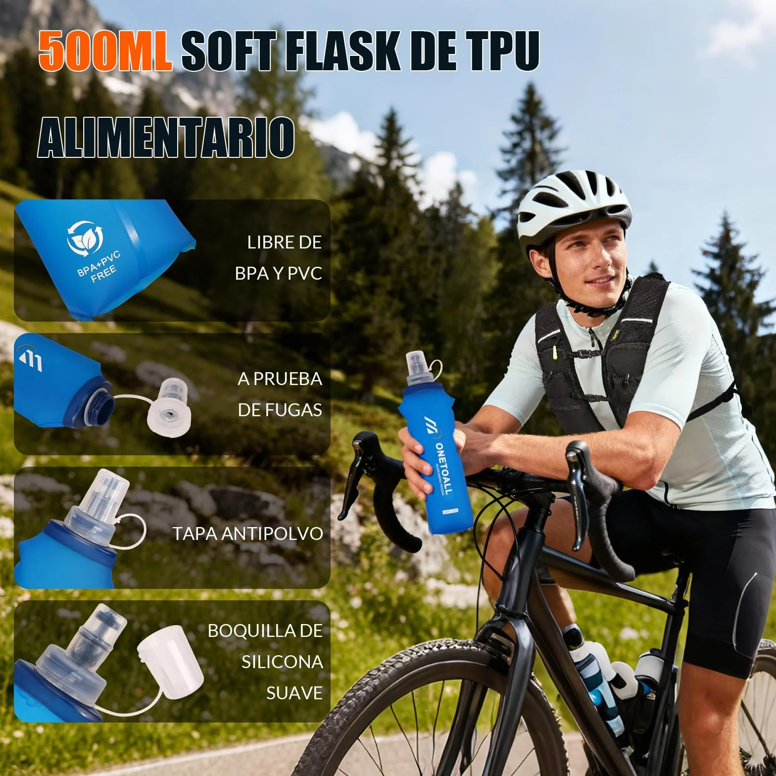 Chaleco Running Hombre Mujer, Mochila Hidratacion Trail con Bolsa Agua 2L, Reflectante