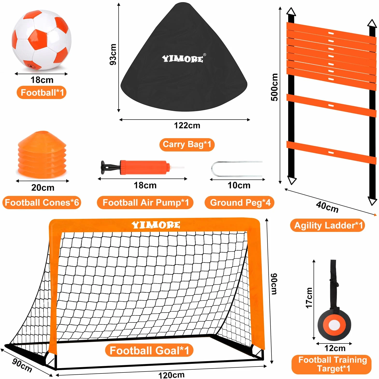 Yimore Mini Portería Fútbol Niños Plegable 120×90×90 cm con Bolsa de Transporte