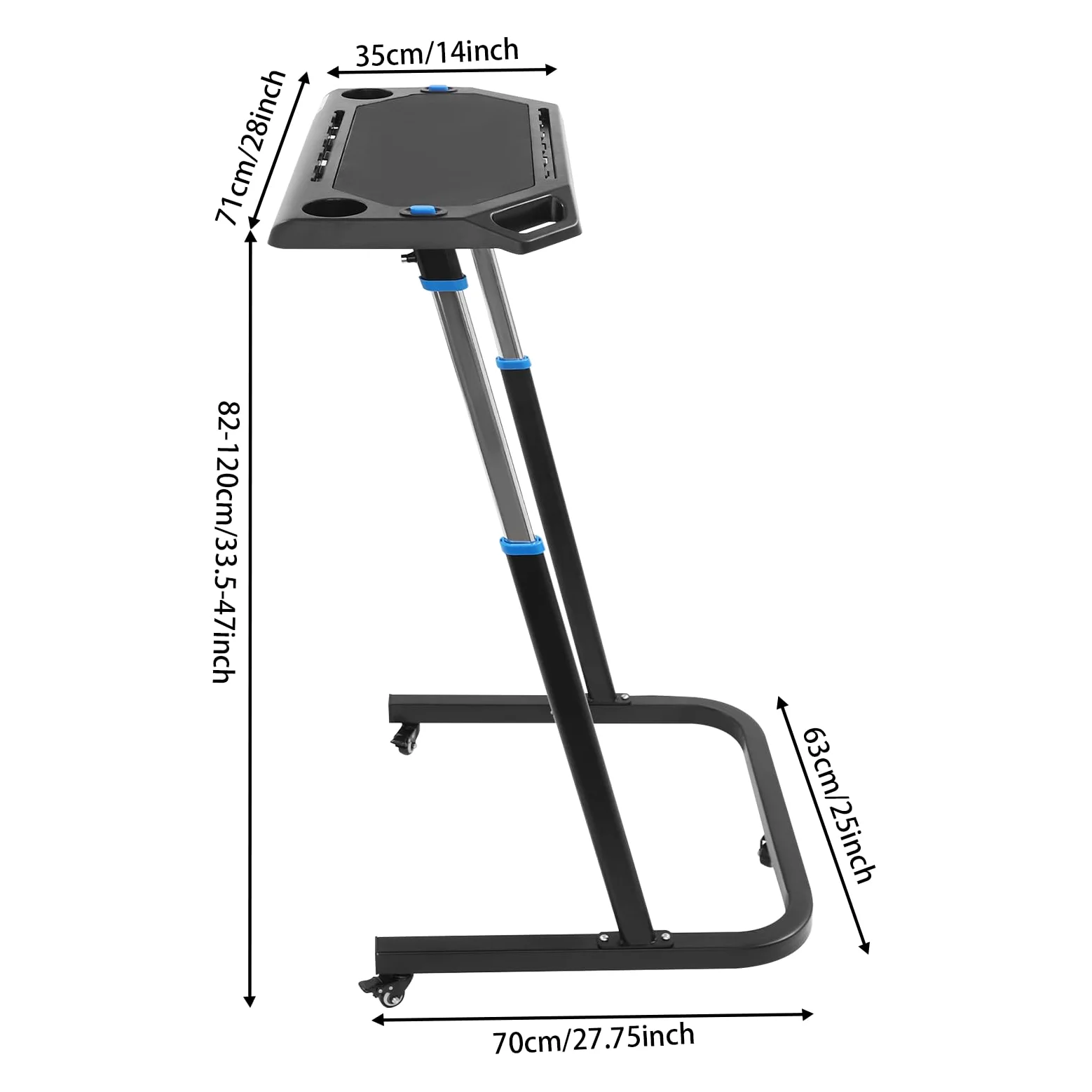 Entrenador de ciclismo de interior con mesa ajustable de 82 – 120 cm, para bicicleta de carretera y de montaña, para el hogar, soporta 50 kg