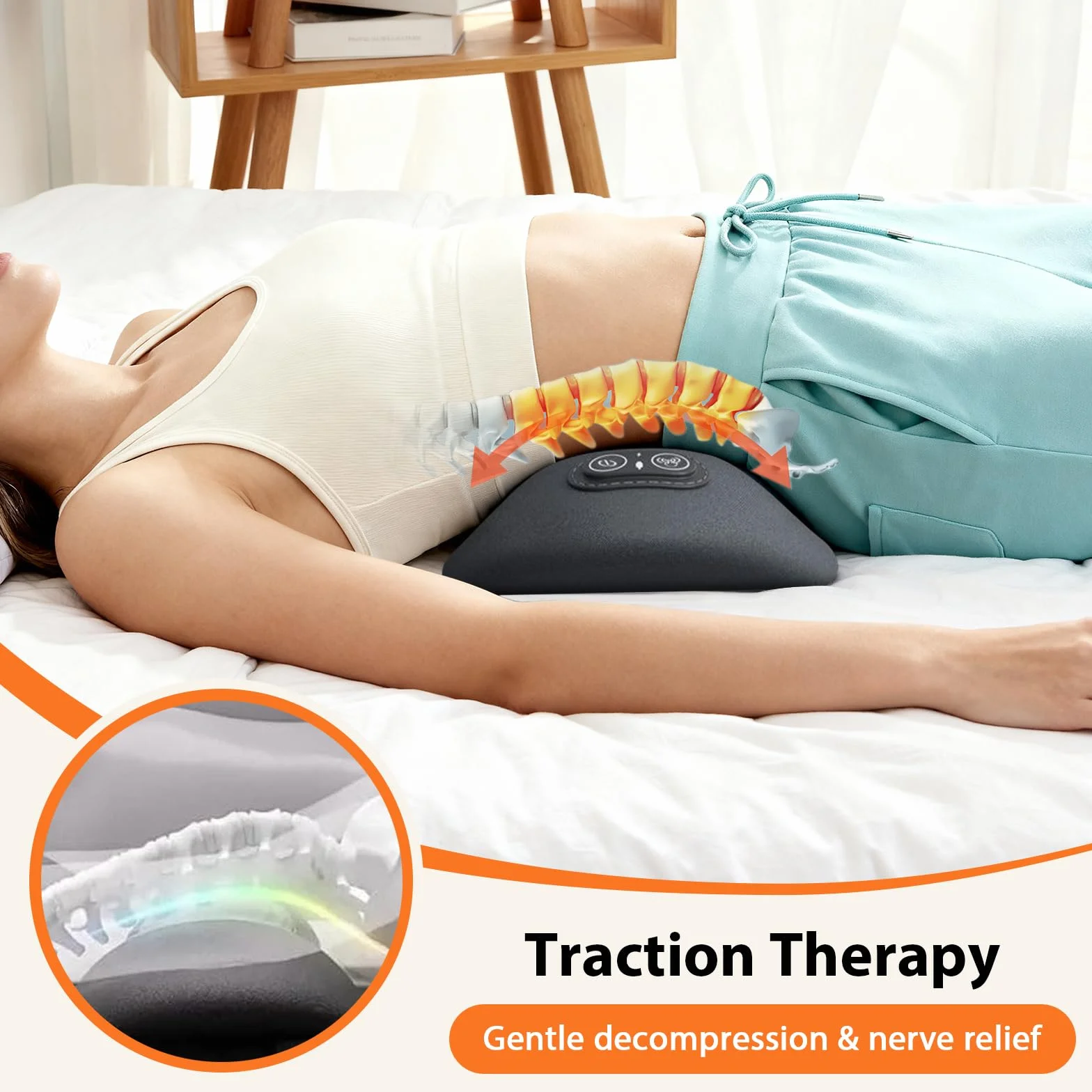 Masajeador lumbar eléctrico 3 en 1 con tracción, vibración y calor