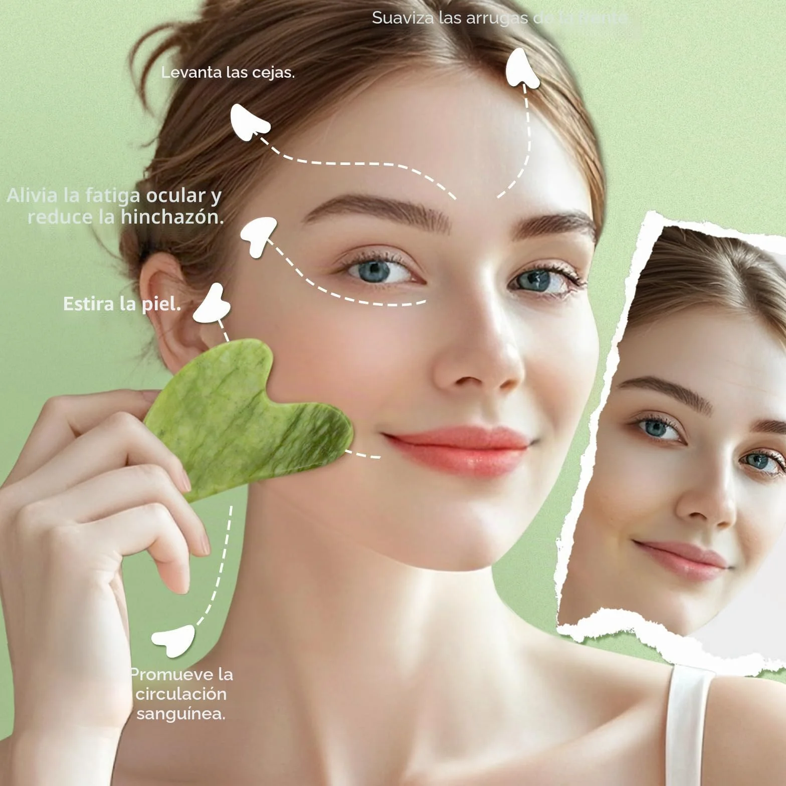 Flagest Gua Sha Natural Jade Facial Massager Antiarrugas