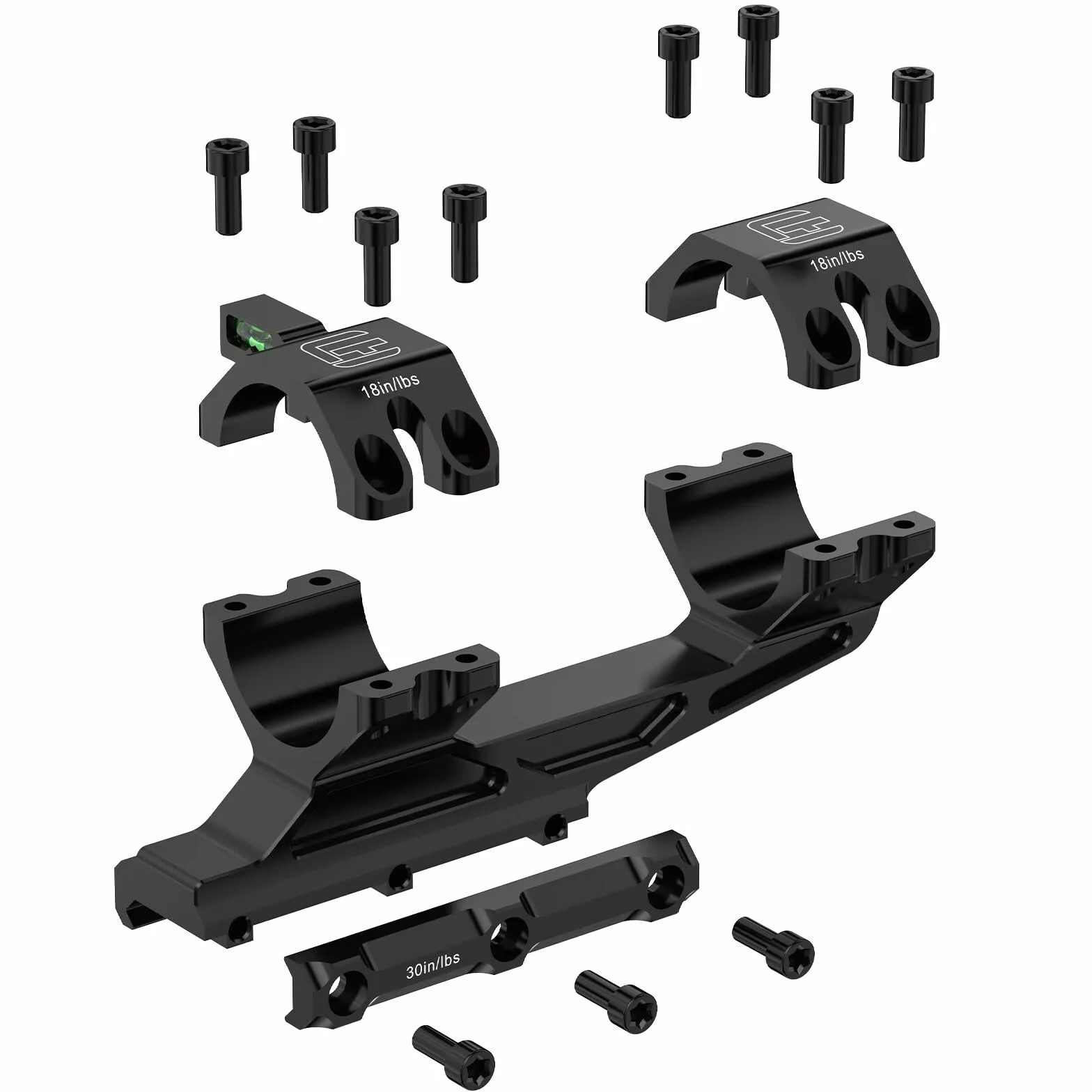 WestHunter Optics Precision Picatinny - Soporte para mira telescópica Picatinny, tubo de 30 mm/34 mm, doble anillo, ligero, de una sola pieza, 20 MOA, nivel de burbuja, modelo básico