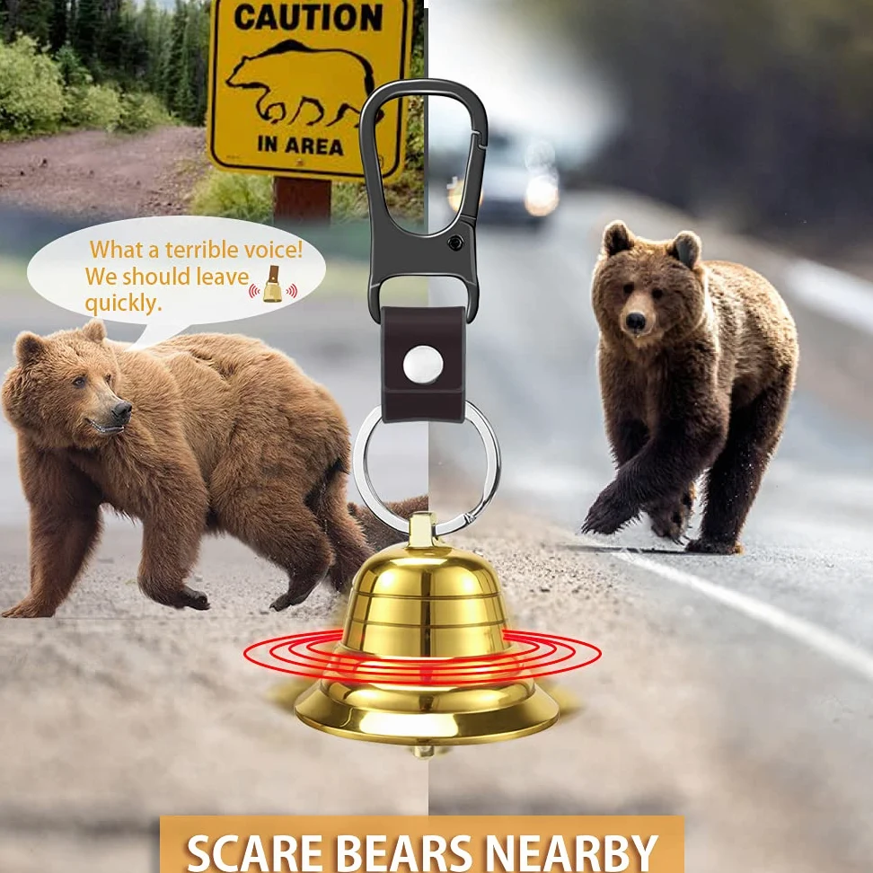 NedFoss Loud Bear Bell - Juego de campanas para asustar a los osos, artículos esenciales de senderismo para mujeres, silbato de emergencia y campanas de oso para senderismo, camping, ciclismo