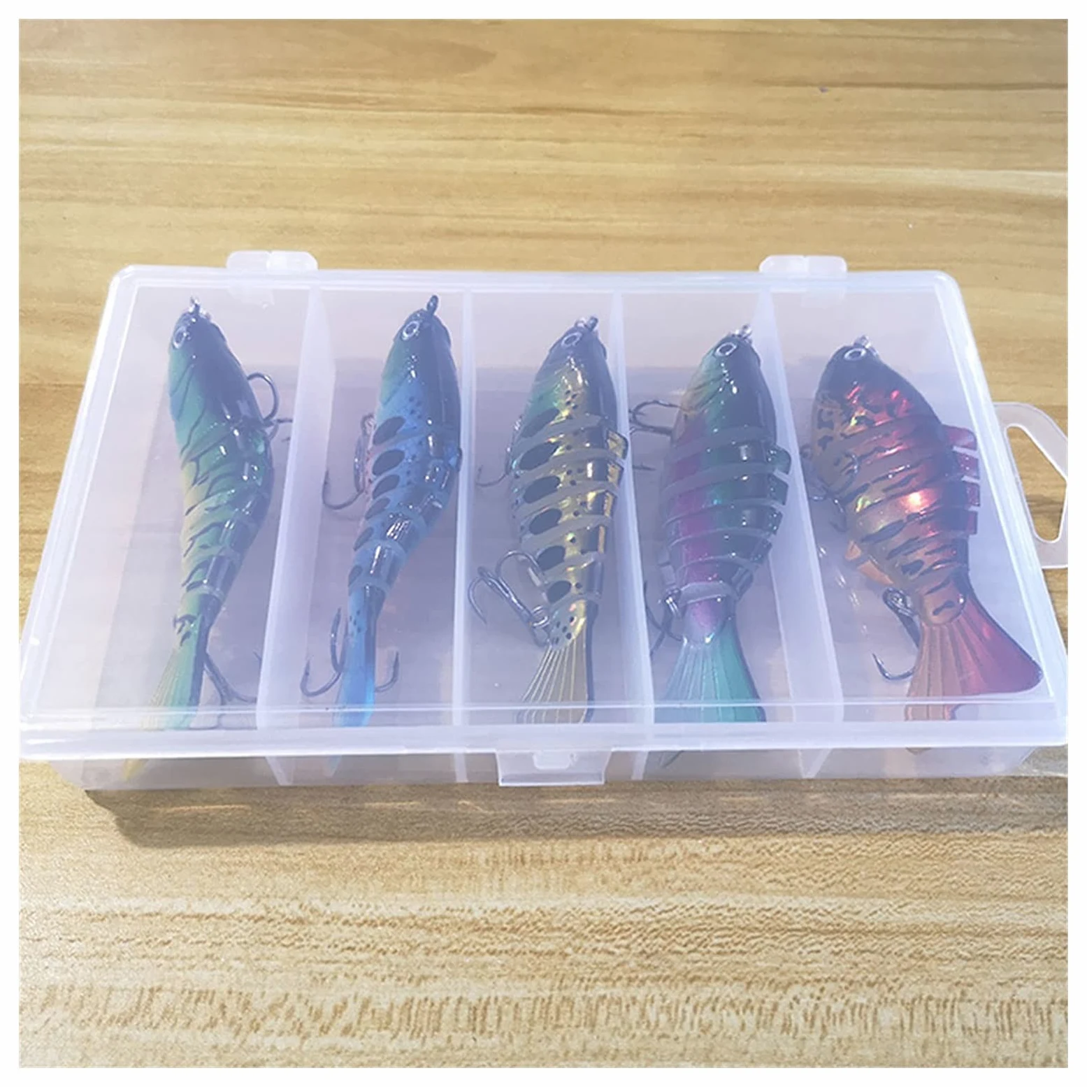 Señuelos Pesca Wobblers Pesca señuelos Artificiales Secciones Multi articuladas Artificiales Cebo Duro Trolling Herramientas de Pesca de Carpa 5PCS Cebo Artificial