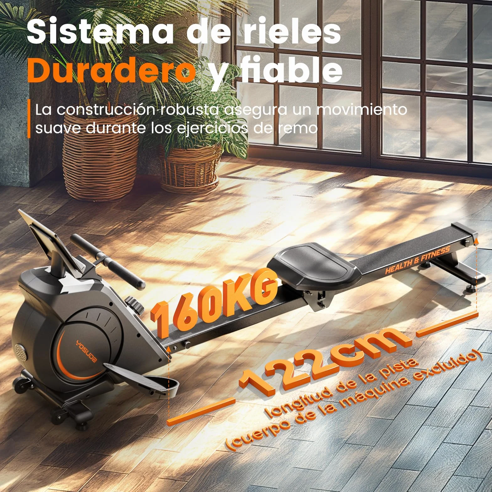 YOSUDA Máquinas de Remo para Gimnasio en casa, máquina de Remo magnética con 16 Niveles de Resistencia silenciosa y Capacidad de Peso de 159 kg, máquina de Remo para Uso doméstico con Monitor LCD