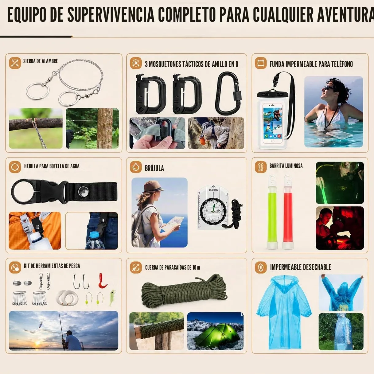 Kit de supervivencia, kit de primeros auxilios de supervivencia de 250 piezas con bolsa compatible con sistema Molle y tienda de campaña de emergencia, kit de emergencia para terremoto, aventura al