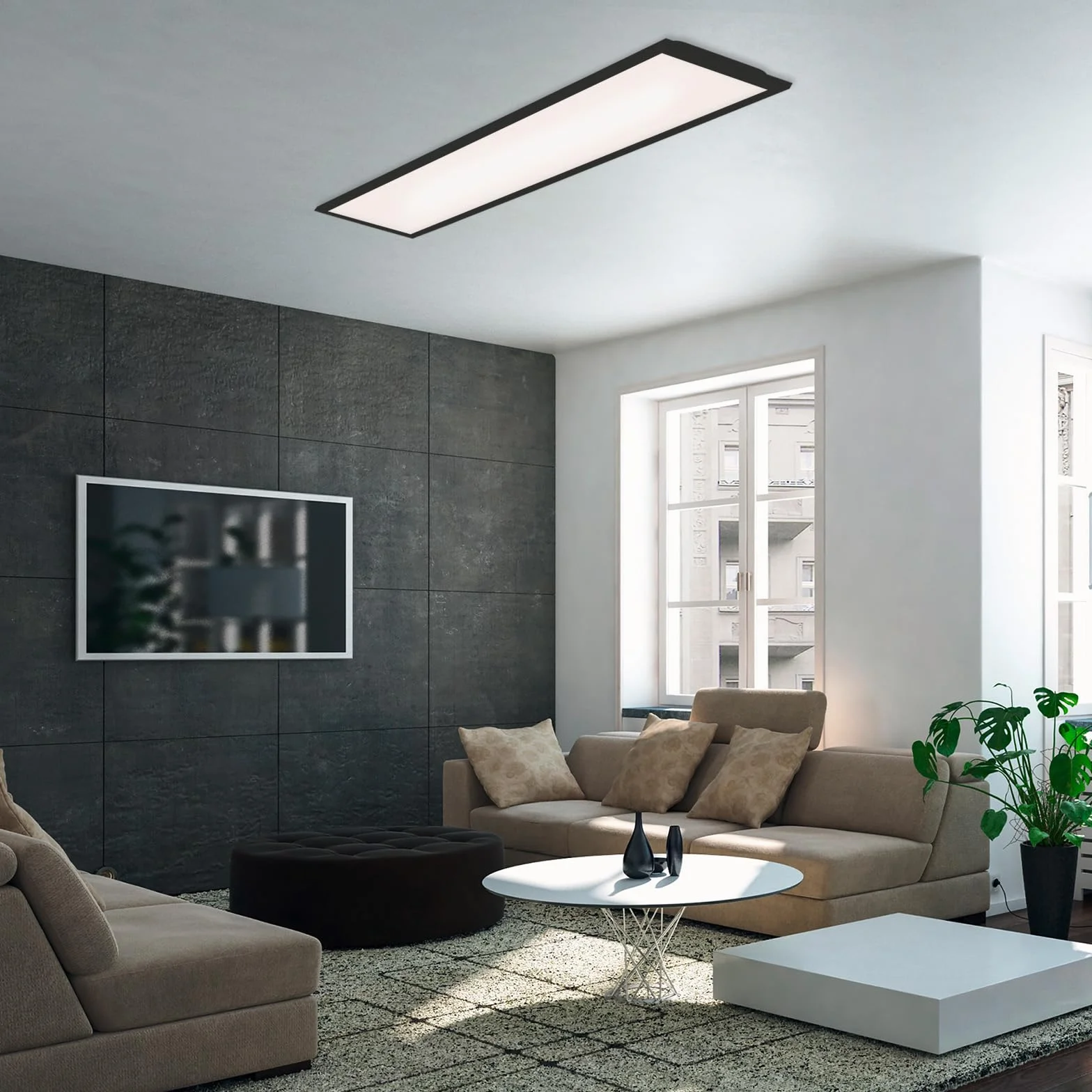 Plafón LED Ultra Plano 22W 2200 Lúmenes 4000K 100x25x6cm Negro