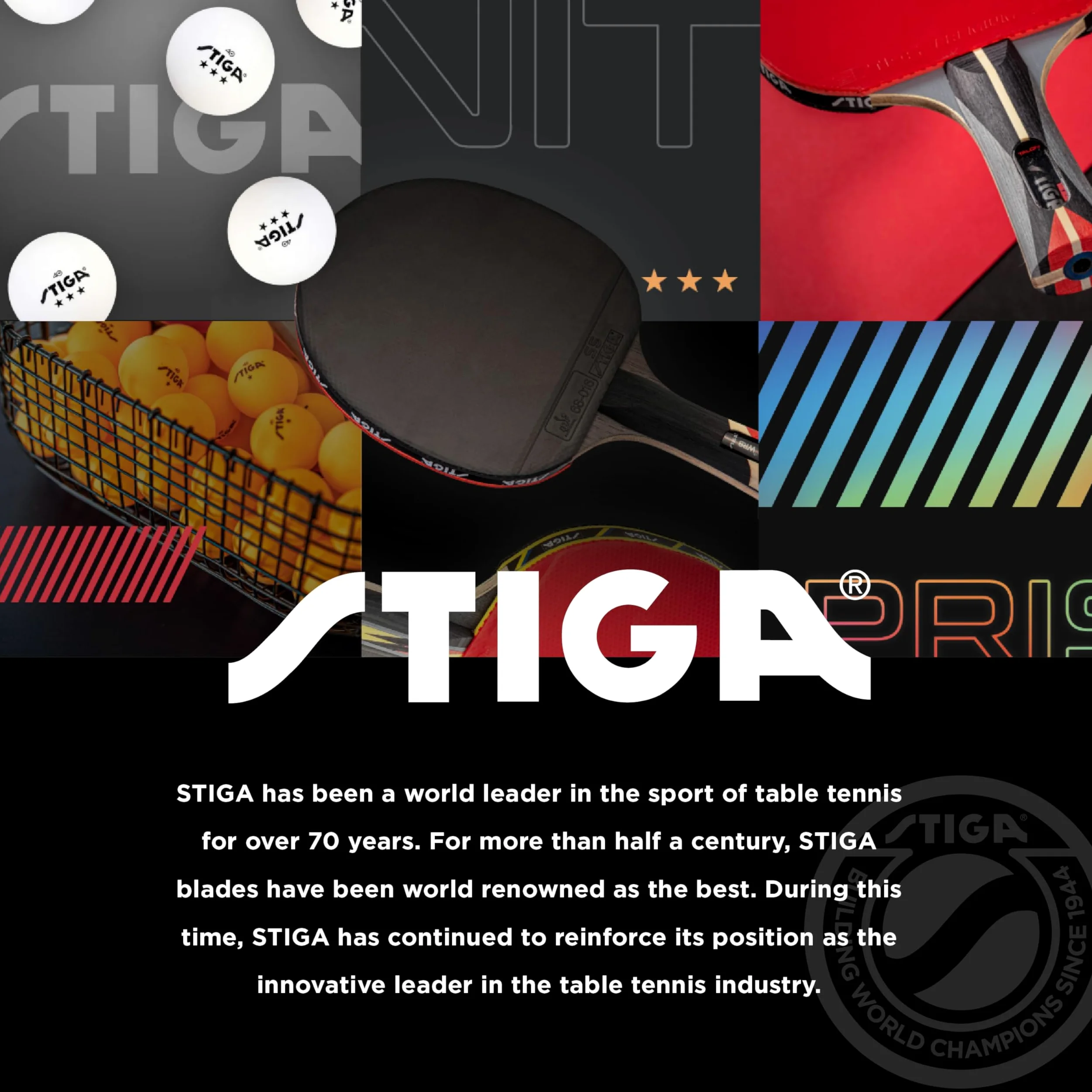 STIGA Performance - Juego de Ping Pong para 2 Jugadores, 2 Raquetas de Tenis de Mesa, 3 – 3 Bolas Naranjas de Estrellas Incluidas