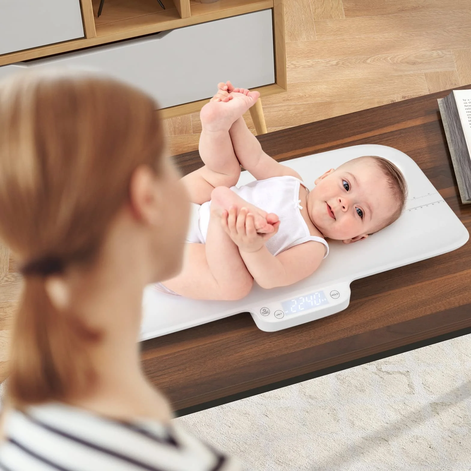 COSTWAY Báscula Bebé Digital Multifuncional con 4 Modos de Medición, Pantalla LCD para Bebés y Mascotas