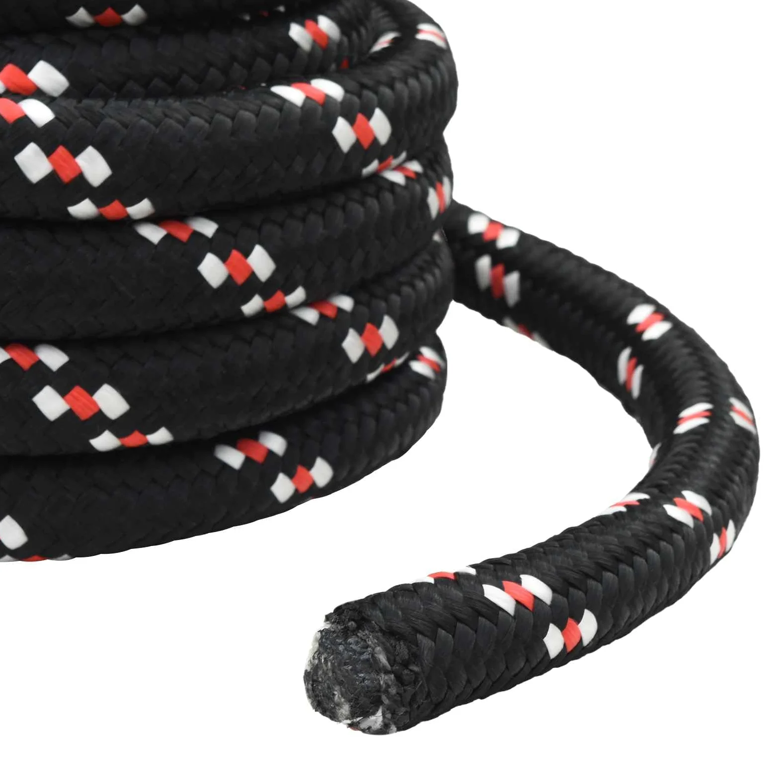Cuerda para barco, 10 m, polipropileno, color negro y rojo, 3 cm de diámetro, resistente a la intemperie, flotante, versátil para barco, camping, jardín, taller y seguridad