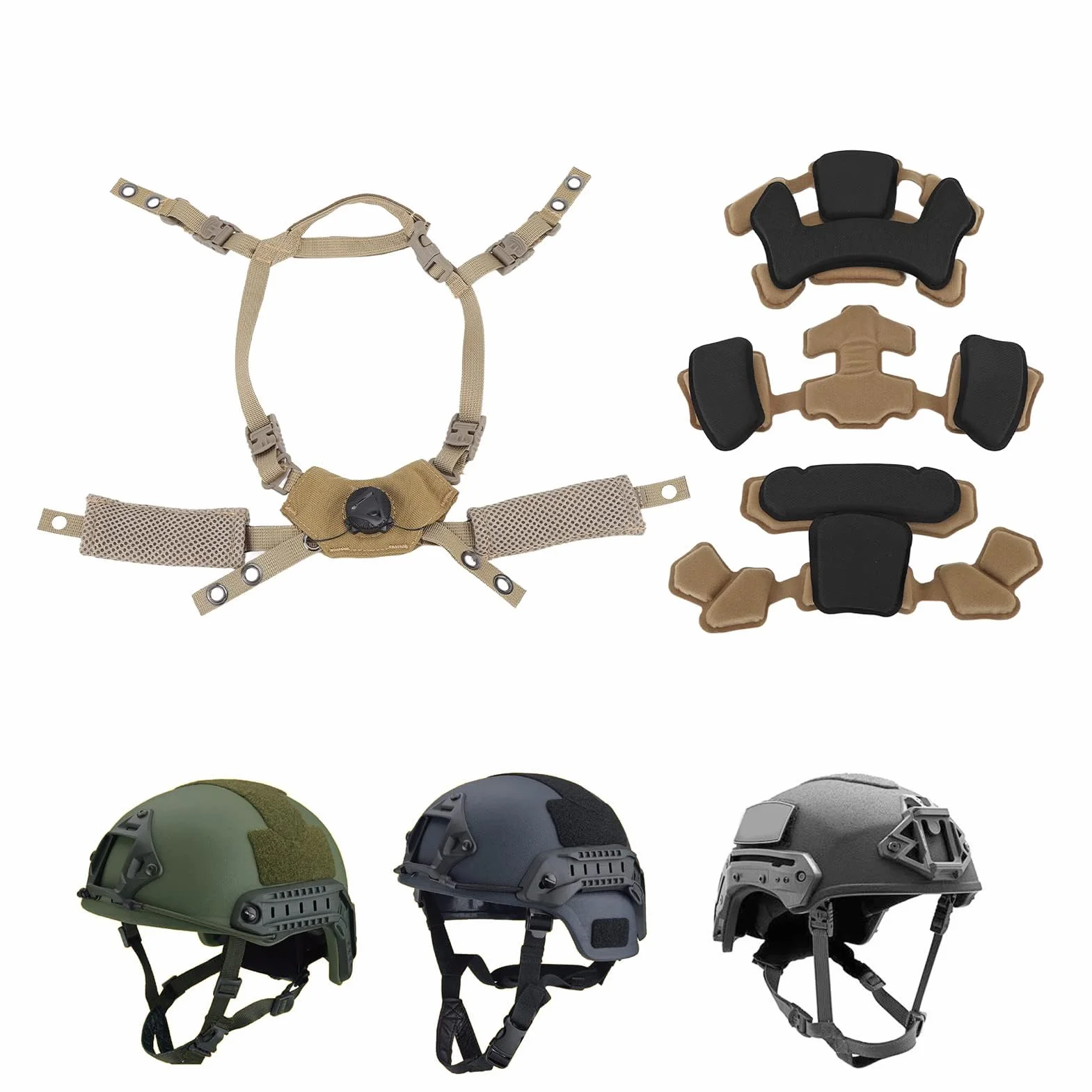 Alomejor Sistema de Suspensión del Dial del Casco, Correa para la Barbilla, Juego de Almohadillas para el Casco, Gran Compatibilidad con Wendy for ME