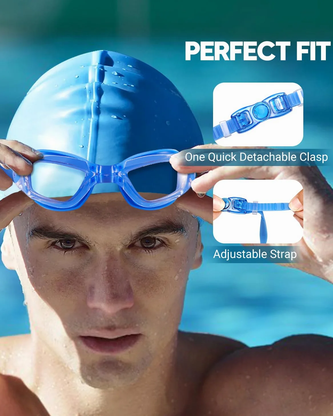 Juego de 2 gafas de natación sin fugas para adultos, hombres, mujeres, jóvenes