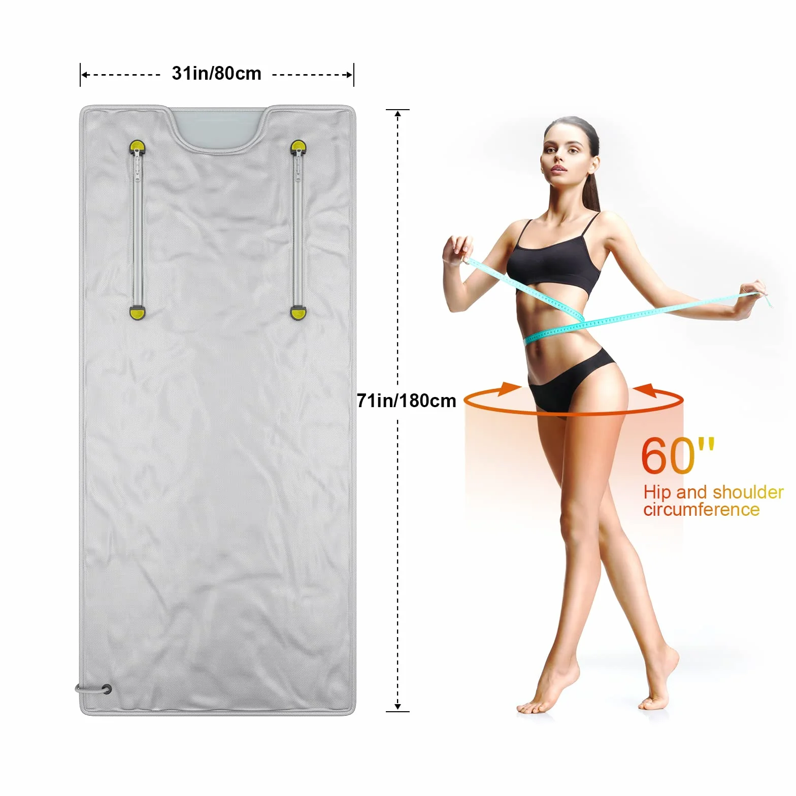 Manta de Sauna de Infrarrojos 2 Zonas 180x80CM Control Temporizador Portátil