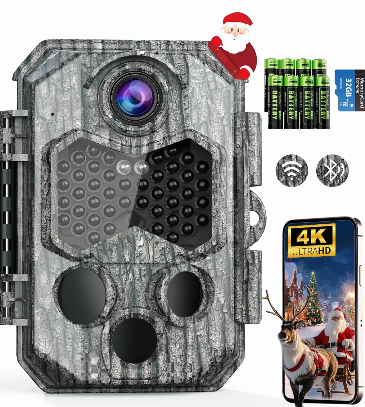 Cámara de Caza 84MP 4K WiFi IP66 Impermeable con 0.1s Velocidad de Disparo y 130° Gran Angular