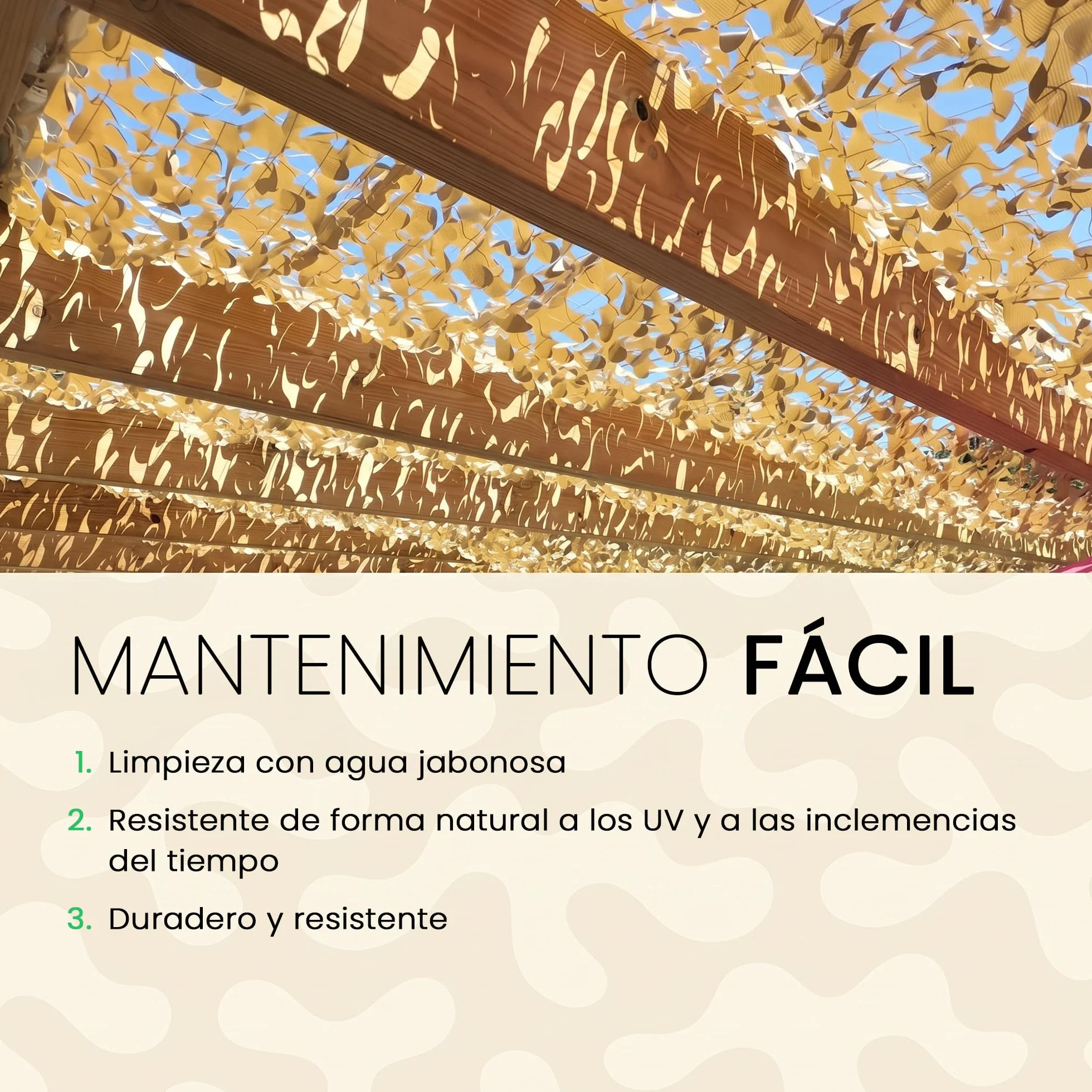 Red de Camuflaje Arena 4x4m – Sombra Exterior Resistente, Protección Solar UV